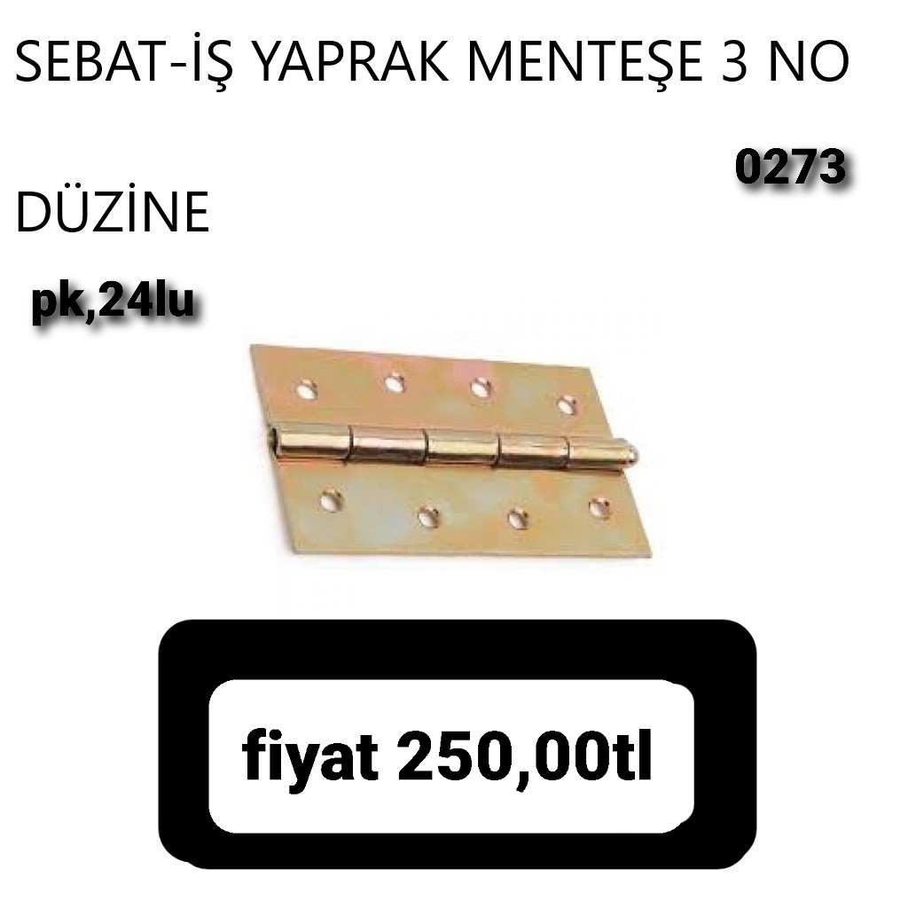 SEBAT-İŞ YAPRAK MENTEŞE 3 NO 12'li PK