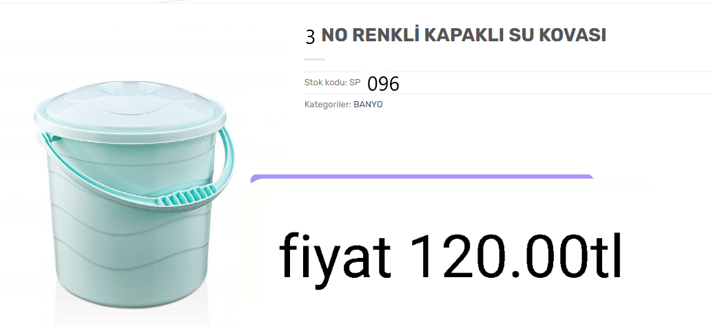 3 NO RENKLİ KAPAKLI SU KOVASI