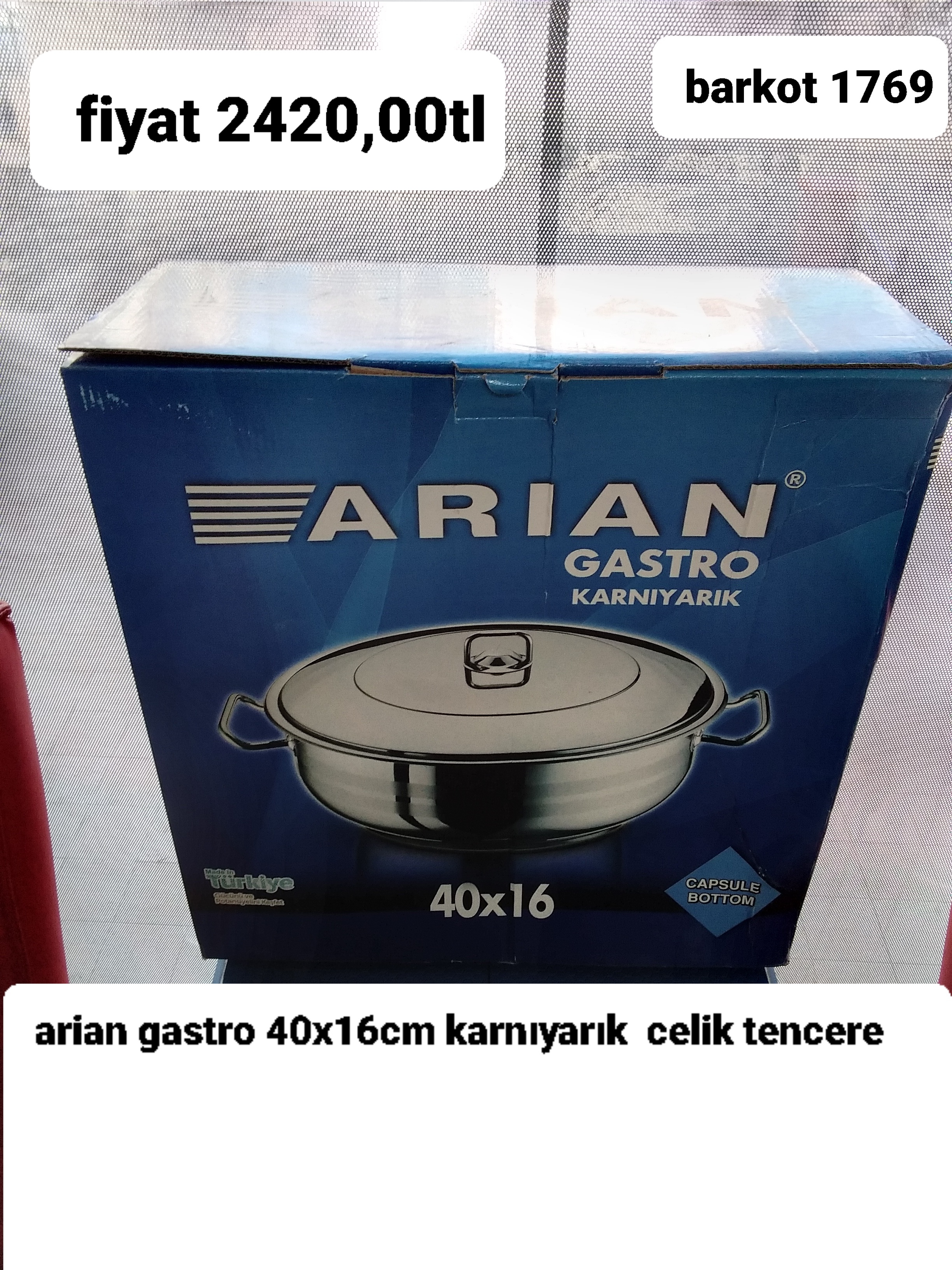 ARİAN GASTRO 40*16CM KARNIYARIK CELİK TENCERE 1769