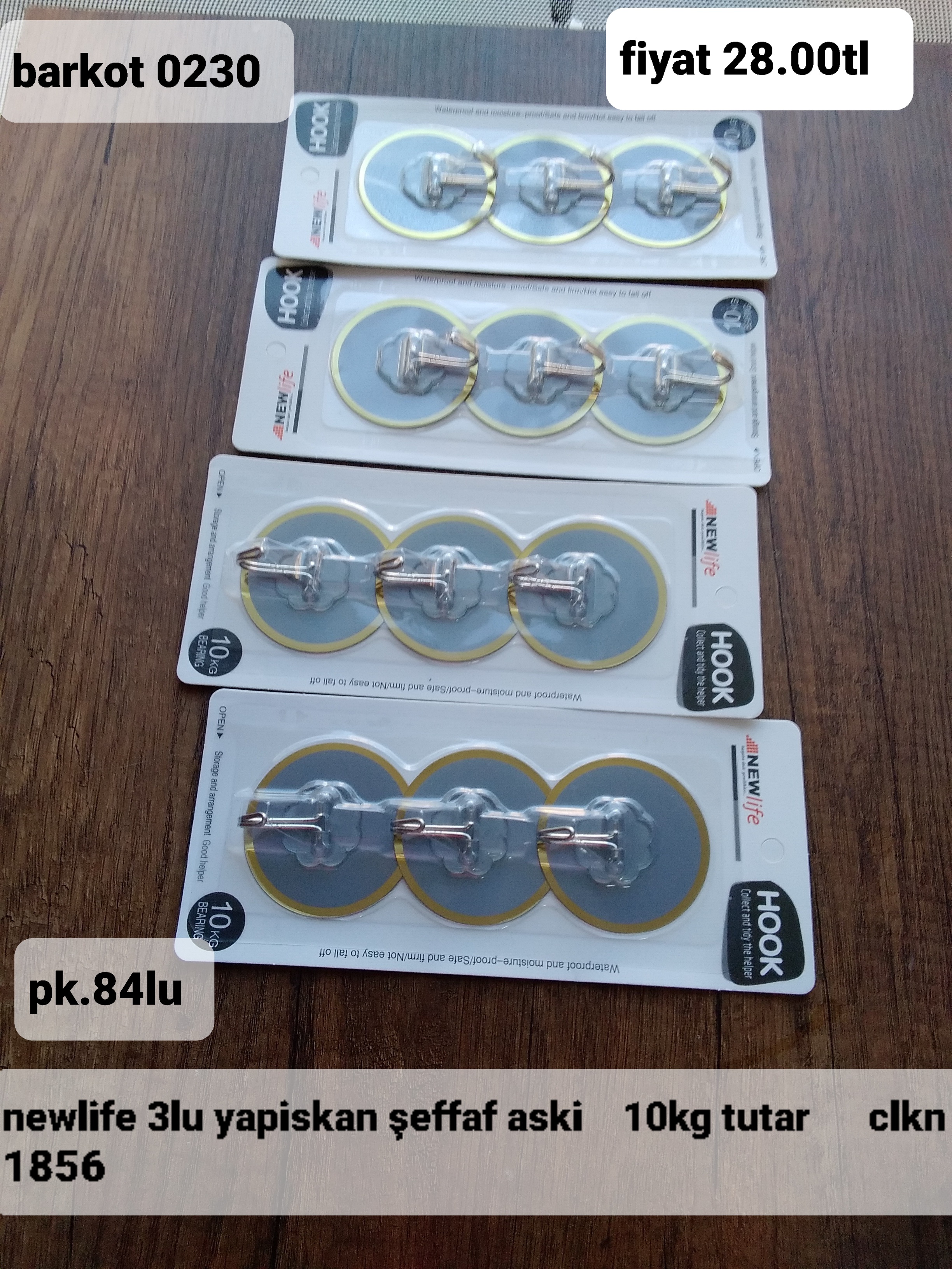 NEWLİFE 3 LÜ YAPIŞKAN ŞEFFAF ASKI 0230