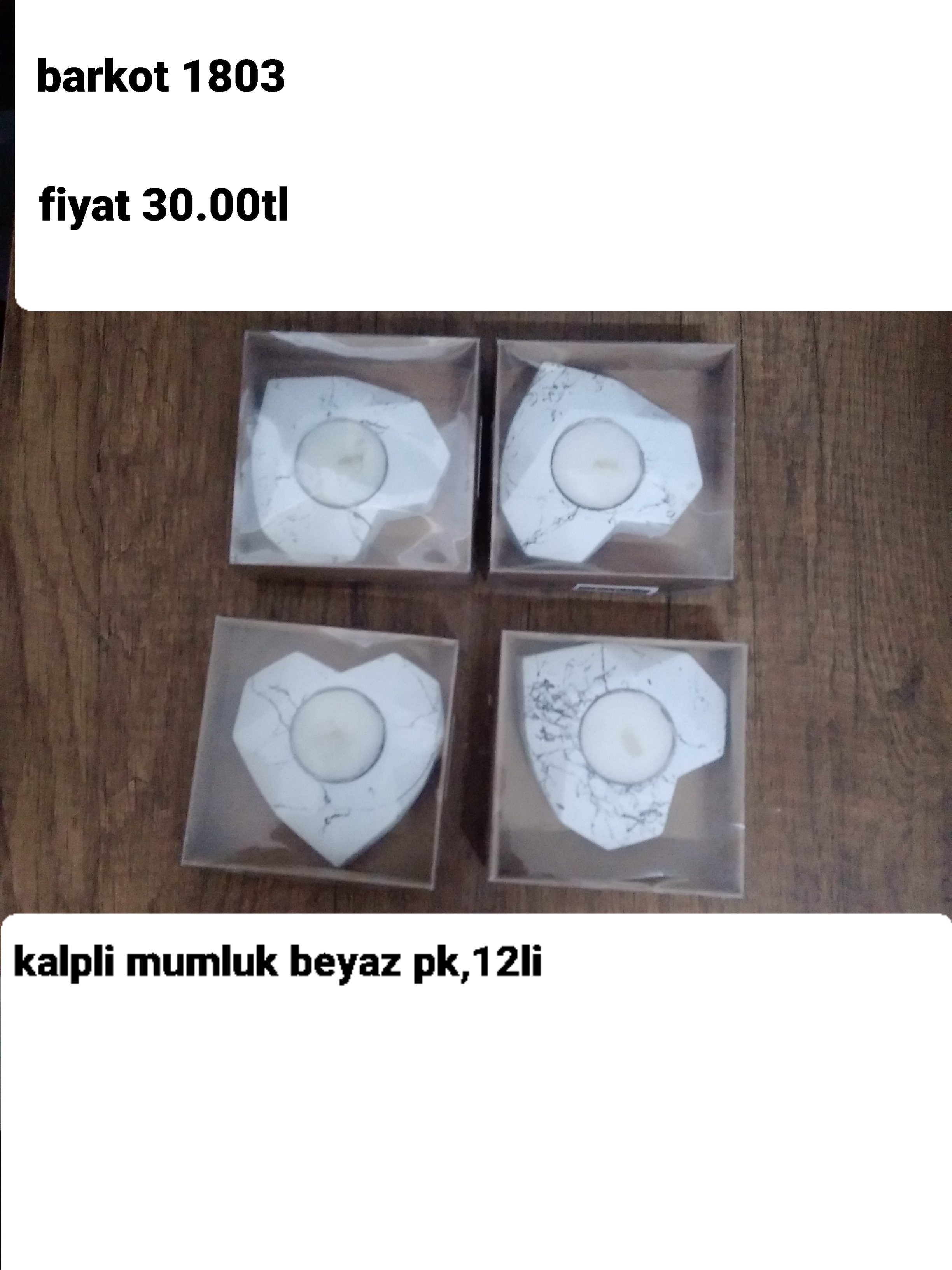 KALPLİ MUMLUK BEYAZ PK 12 Lİ 1803