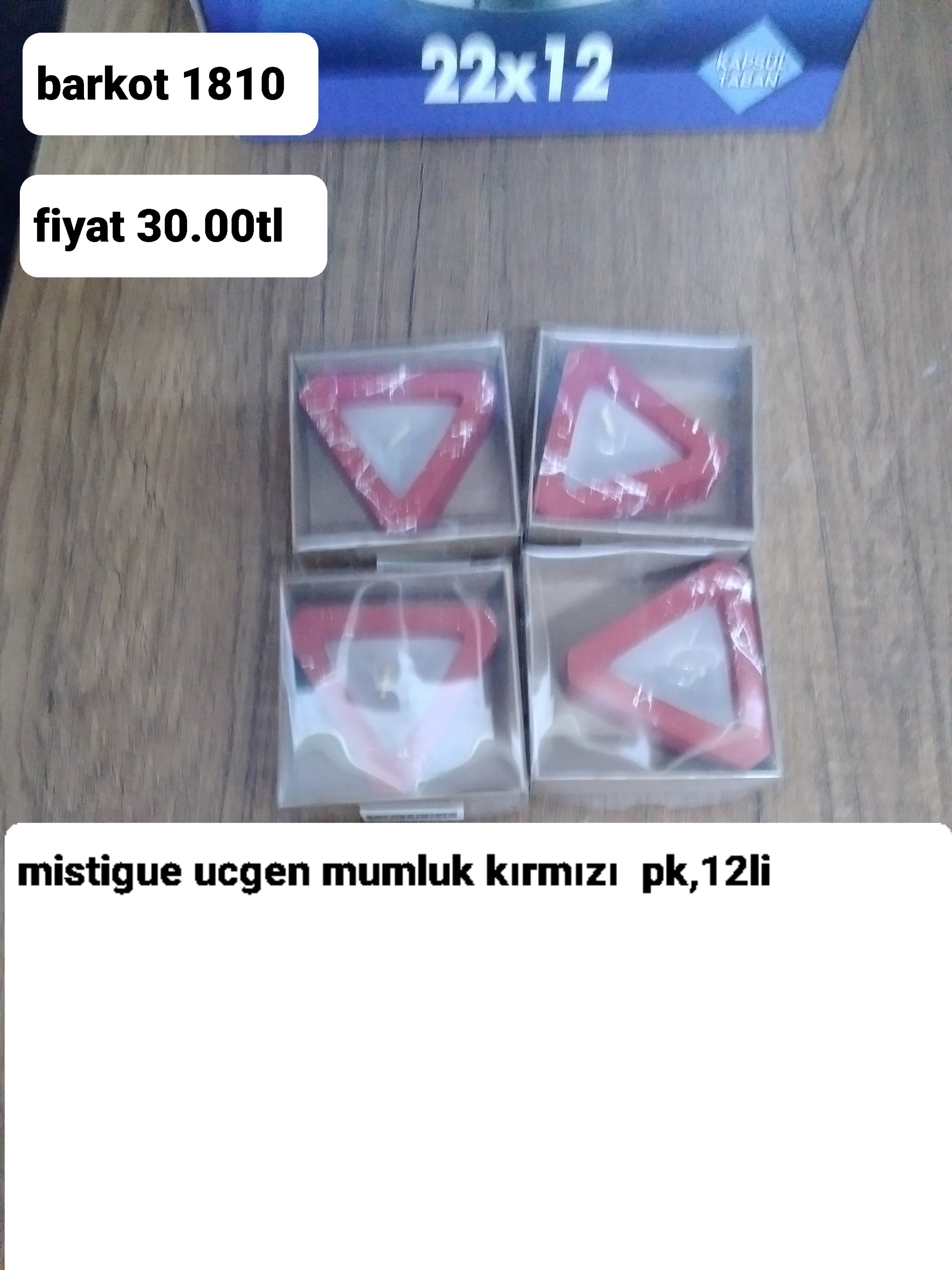 MİSTİGUE ÜÇGEN MUMLUK KIRMIZI PK 12Lİ 1810  