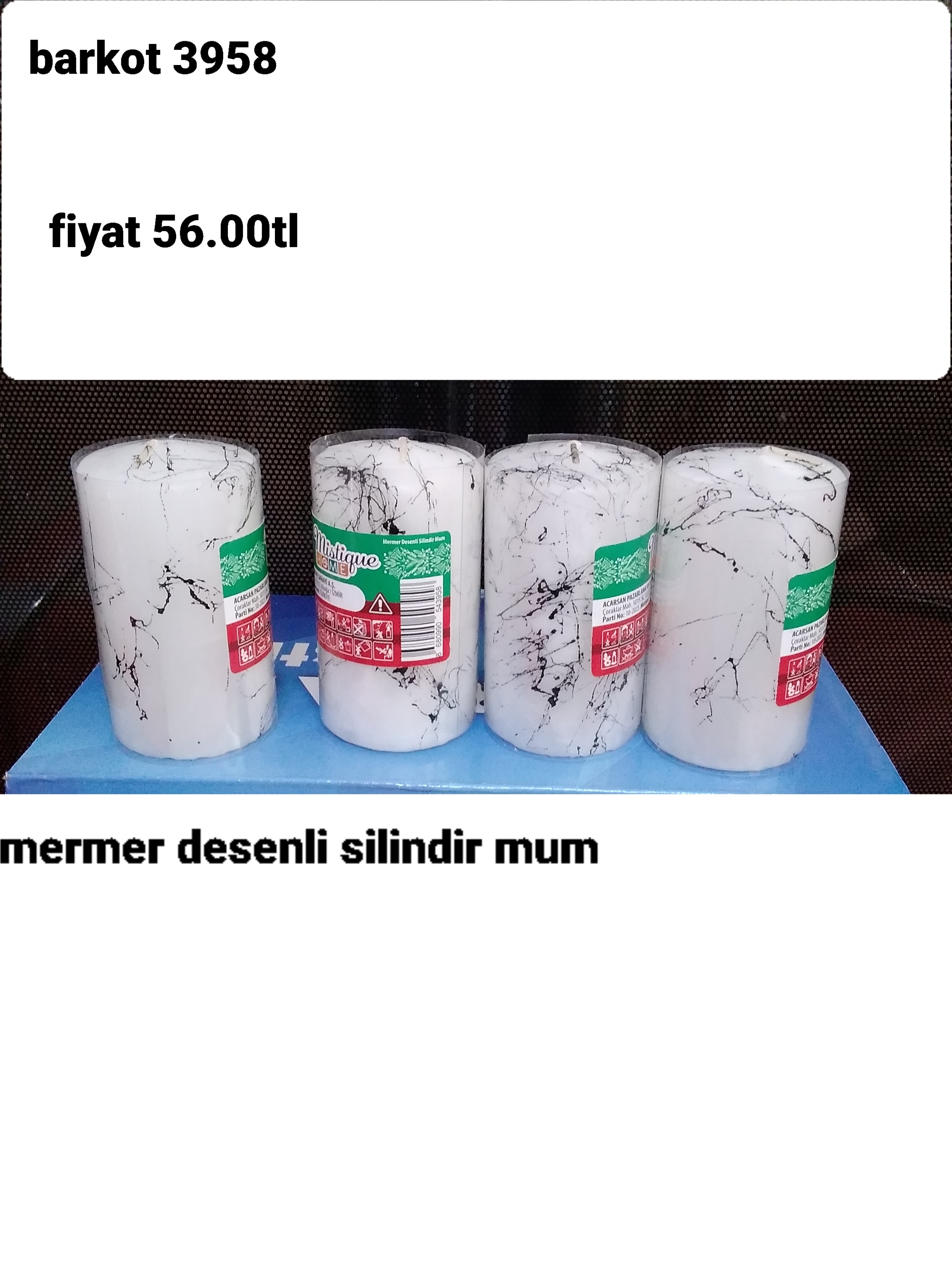 MERMER DESENLİ SİLİNDİR MUM 3958