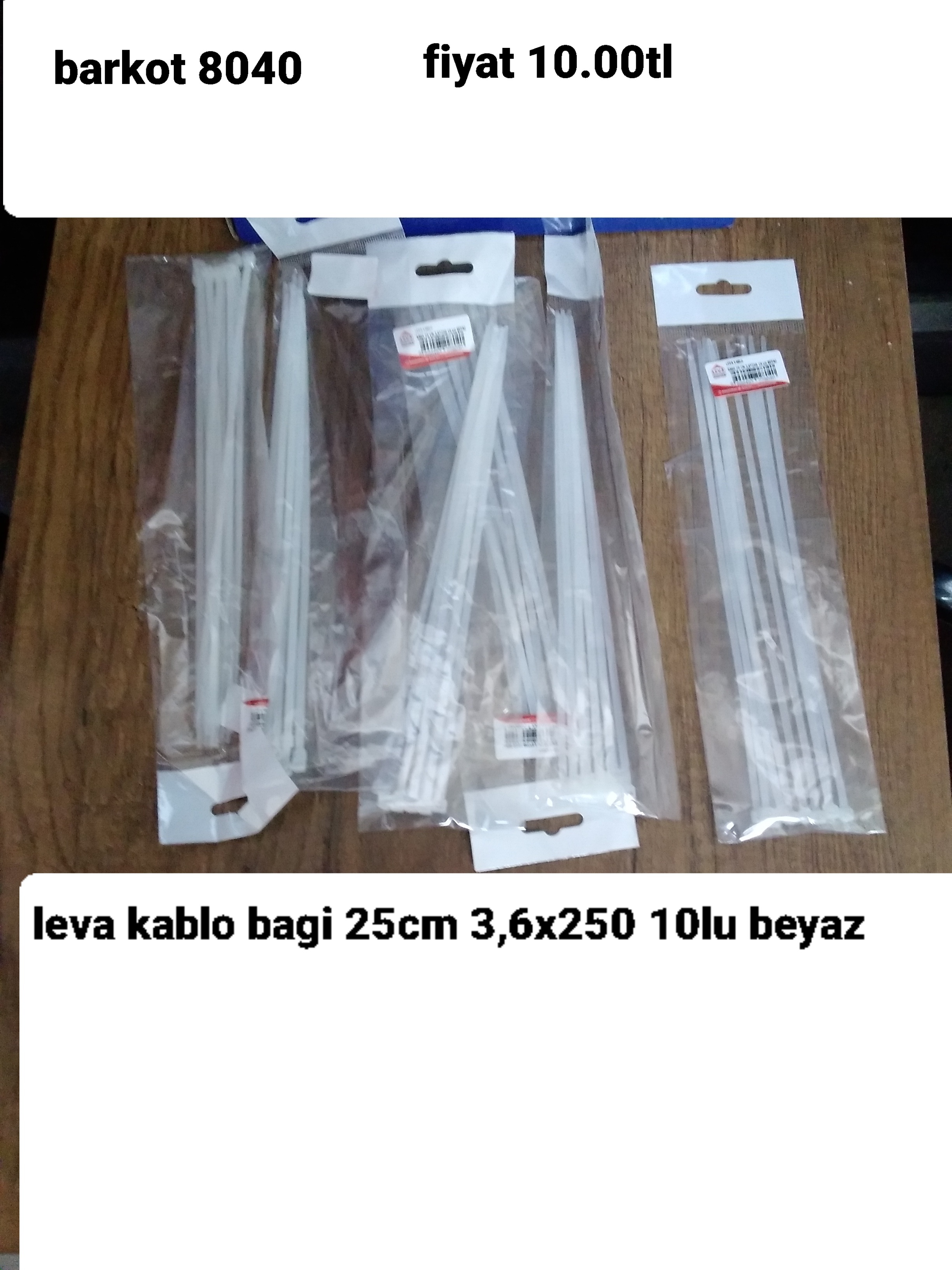 LEVA KABLO BAĞI 25 CM 3,6*250 10 LU BEYAZ  8040 