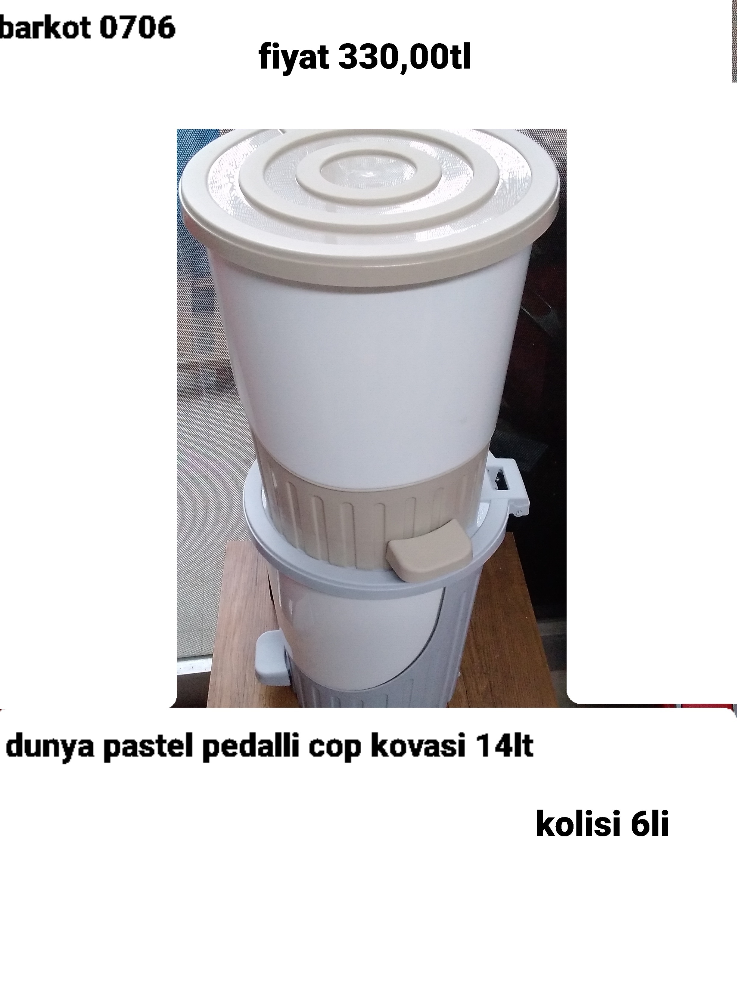 DÜNYA PASTEL PEDALLI ÇÖP KOVASI 14LT 0706