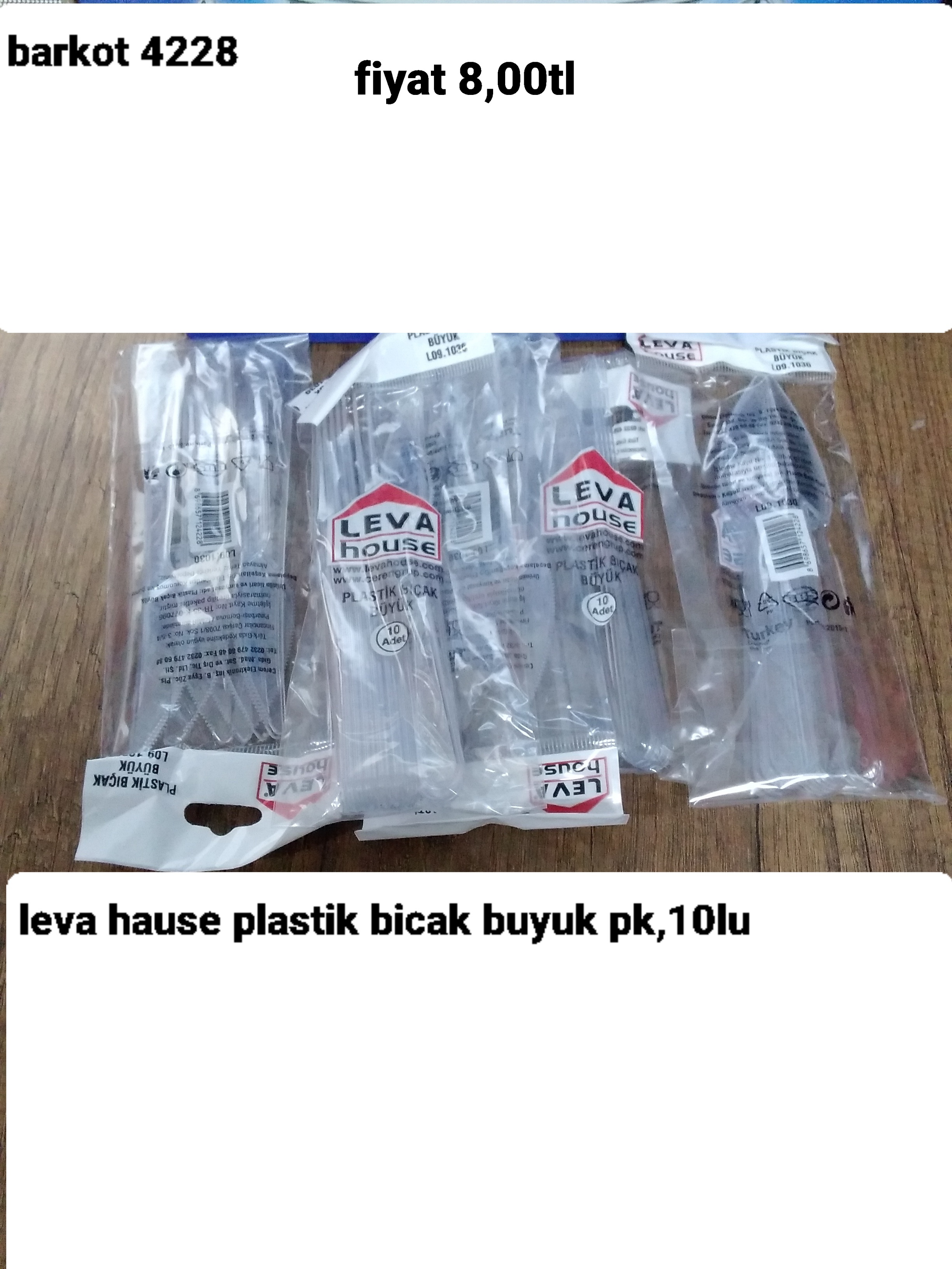 LEVA HOUSE PLASTİK BIÇAK BÜYÜK PK 10 LU   4228