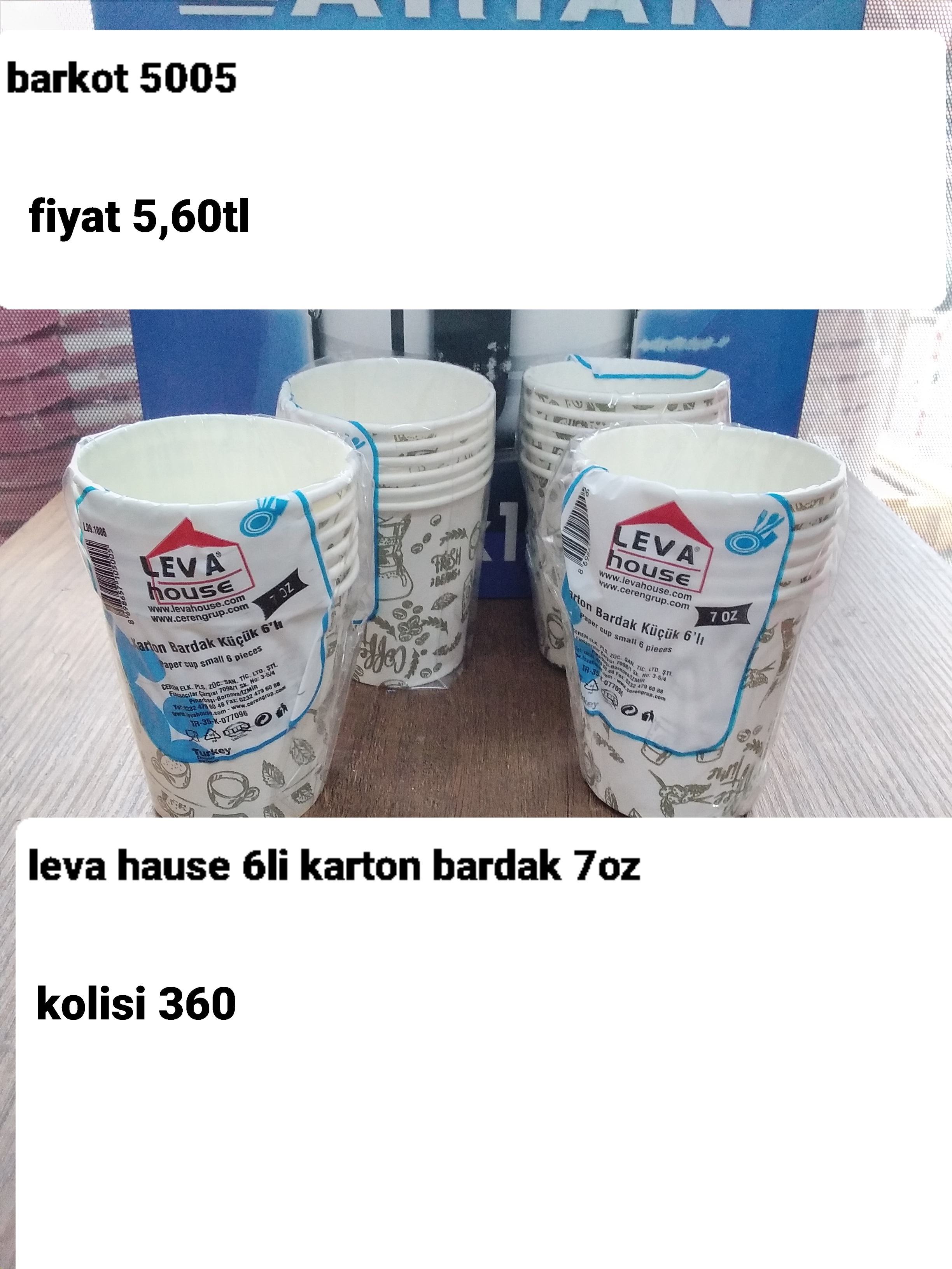 LEVA HOUSE 6LI KARTON BARDAK  5005