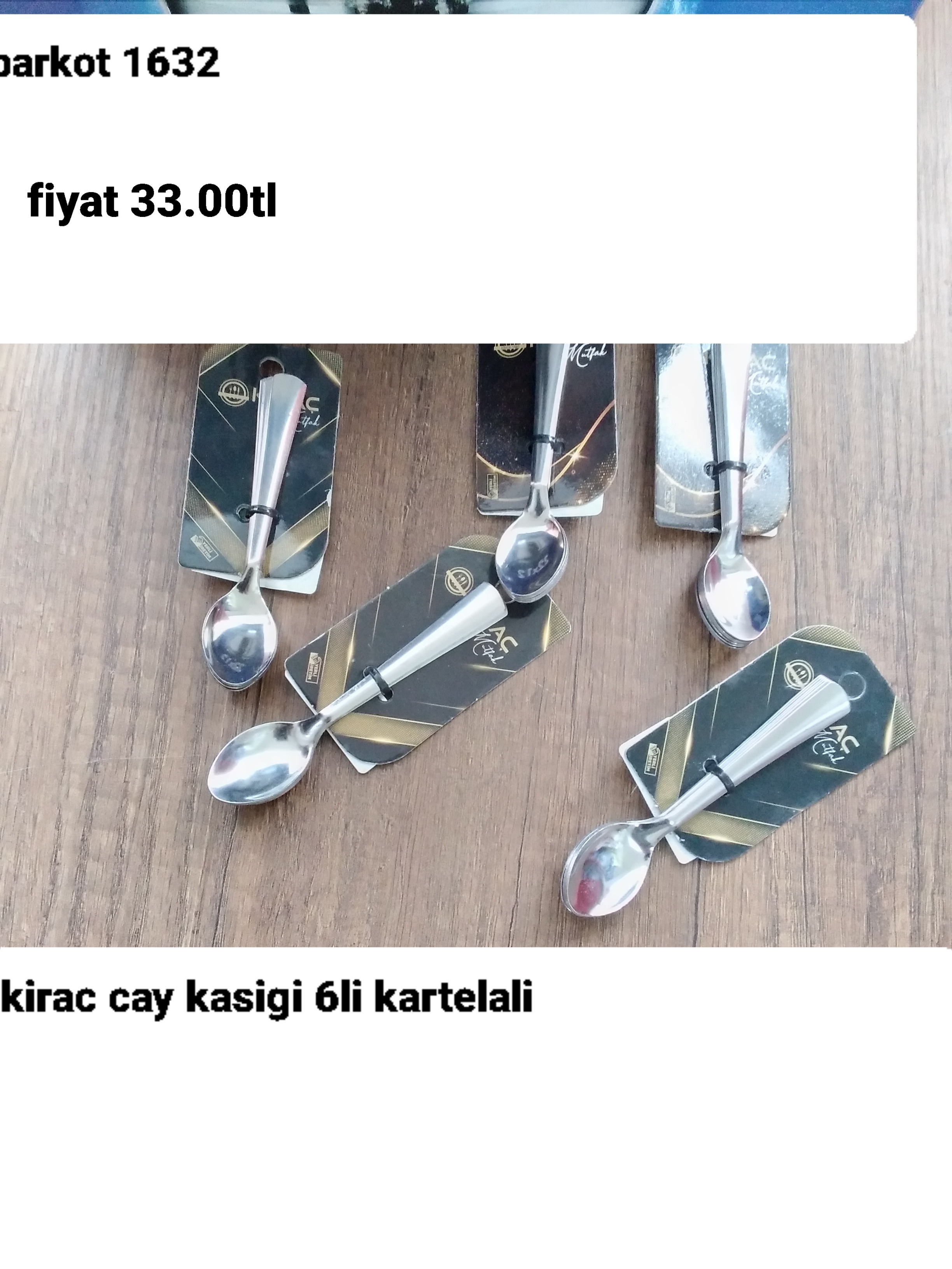 KIRAÇ 6'LI ÇAY KAŞIĞİ KARTELA 1632