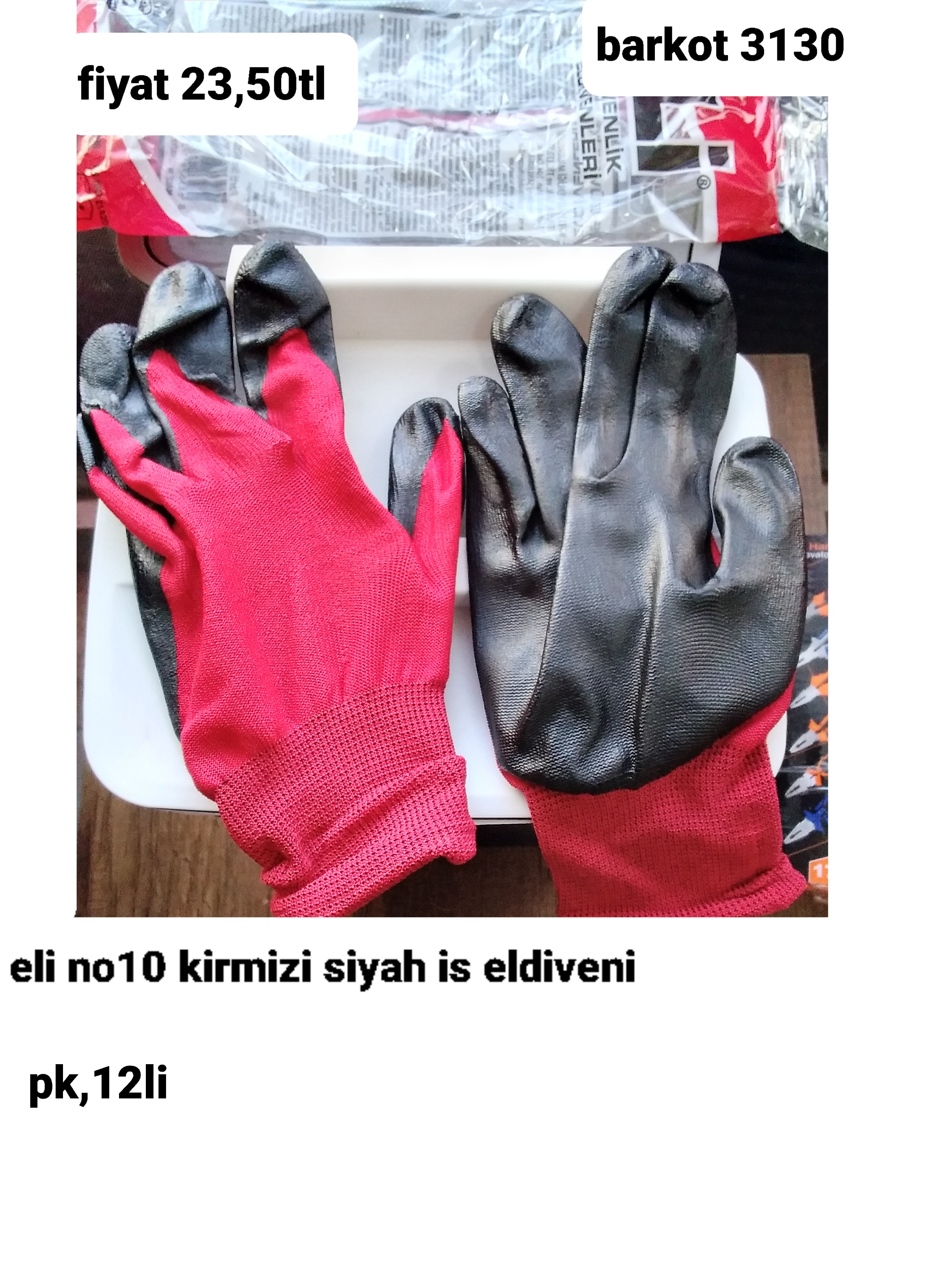ELİ NO 10 KIRMIZI SİHAY İŞ ELDİVENİ  3130 