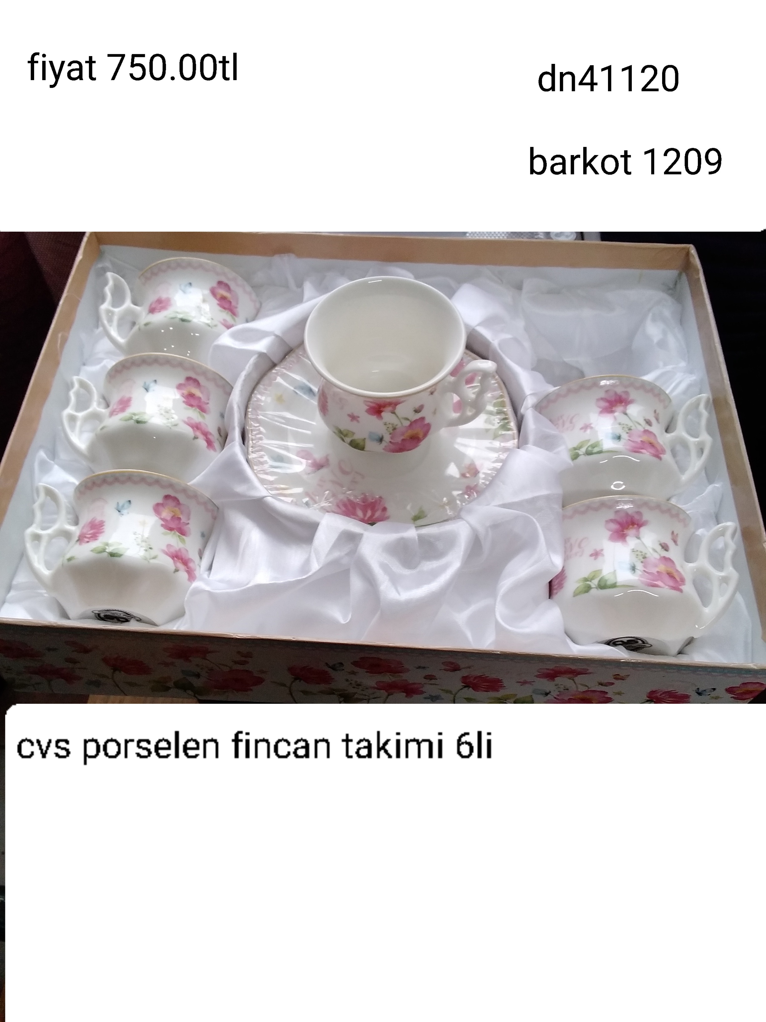 CVS PORSELEN FİNCAN TAKIMI 6 LI 1209 