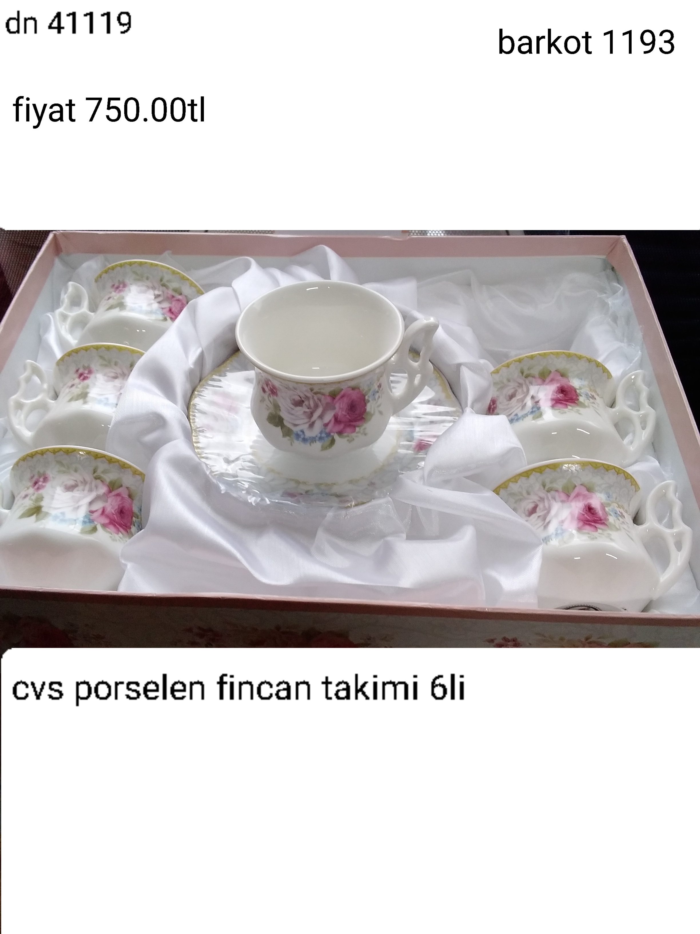 CVS PORSELEN FİNCAN TAKIMI 6 LI 1193