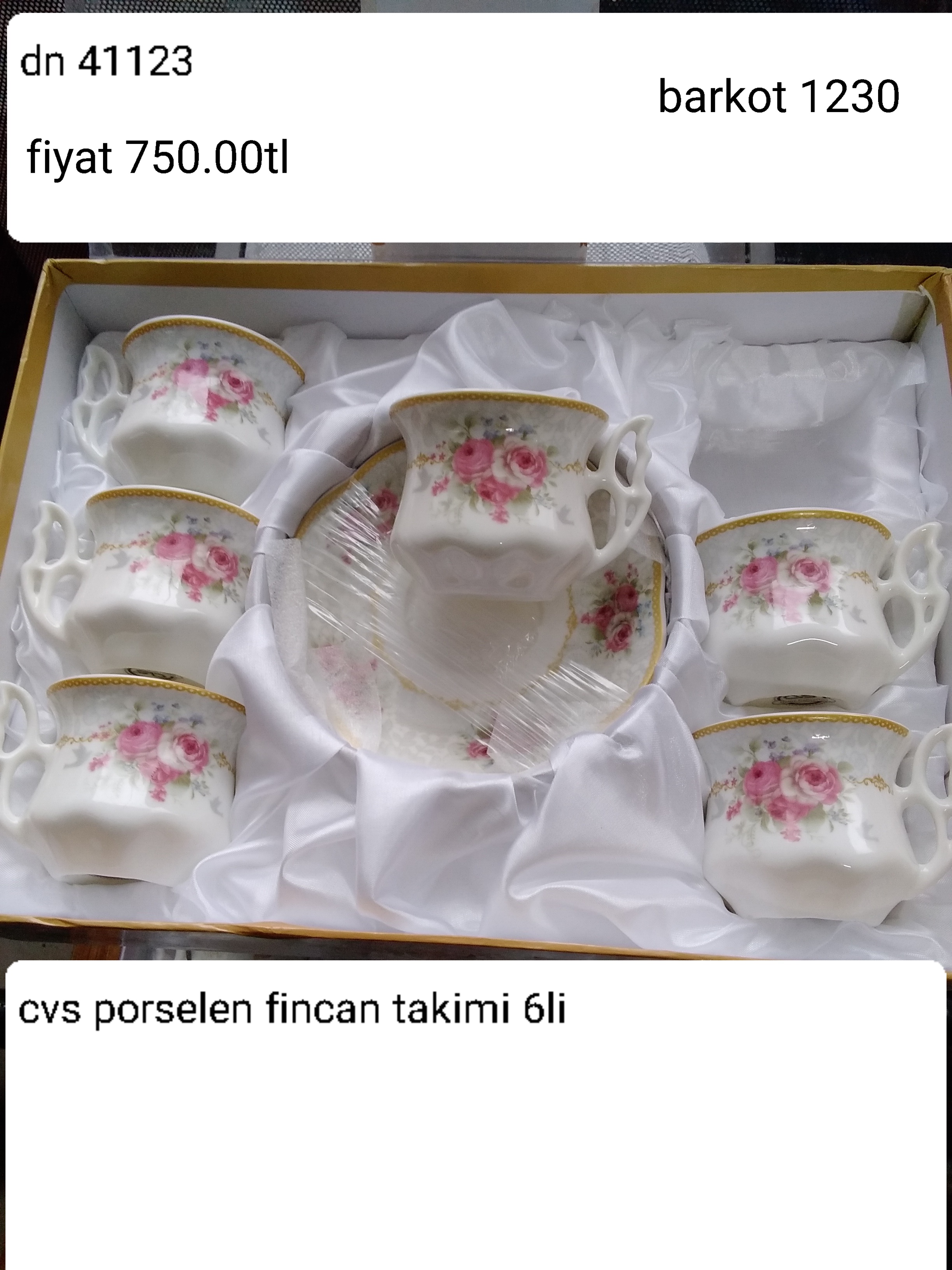 CVS PORSELEN FİNCAN TAKIMI 6 LI 1230 