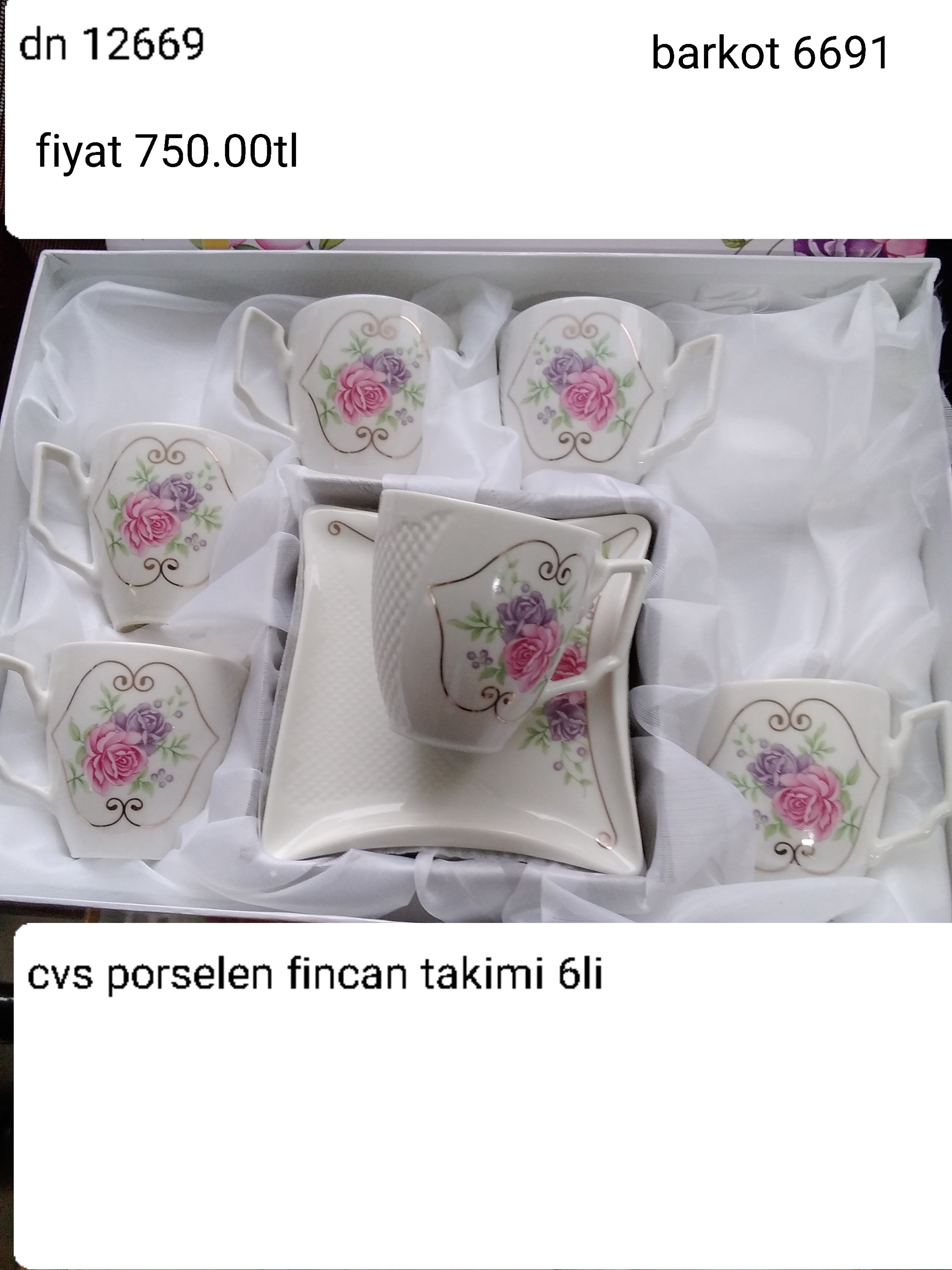 CVS PORSELEN FİNCAN TAKIMI 6 LI 6691 