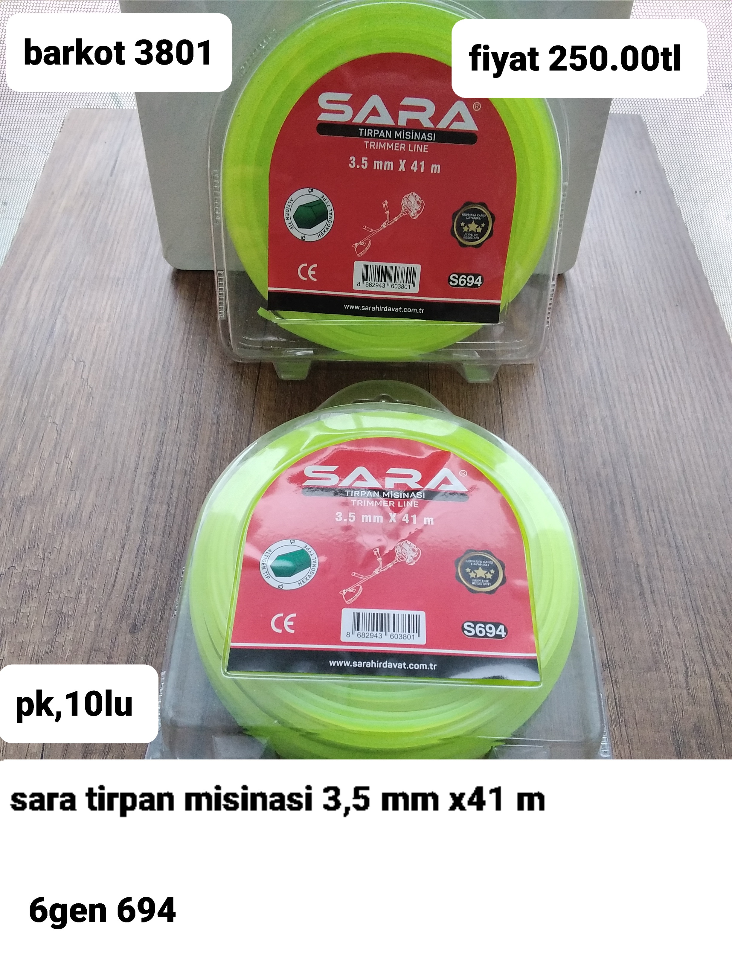 SARA TIRPAN MİSİNASI 3,5MM*41 M  3801