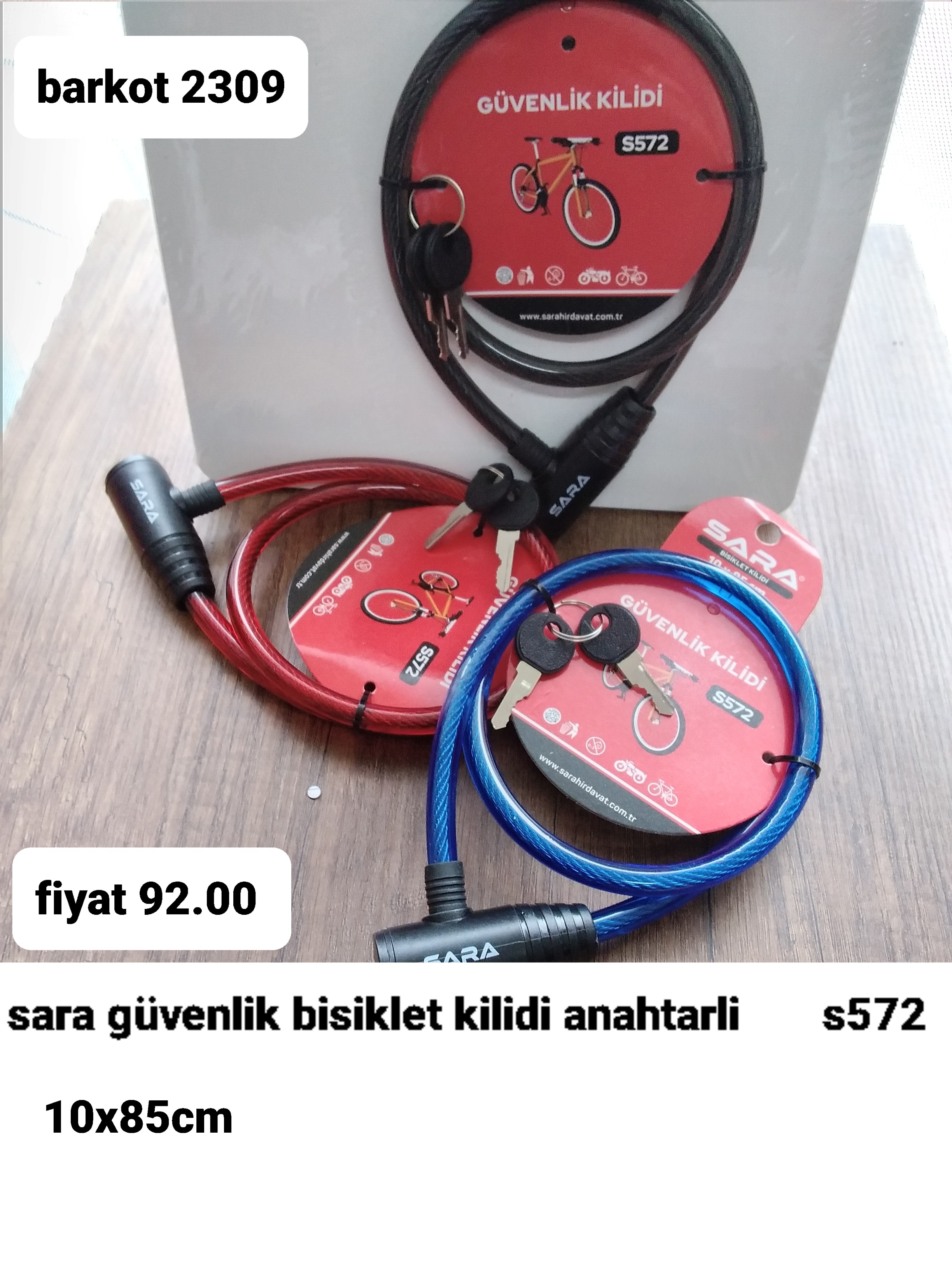 SARA GÜVENLİK BİSİKLET KİLİDİ ANAHTARLI 2309