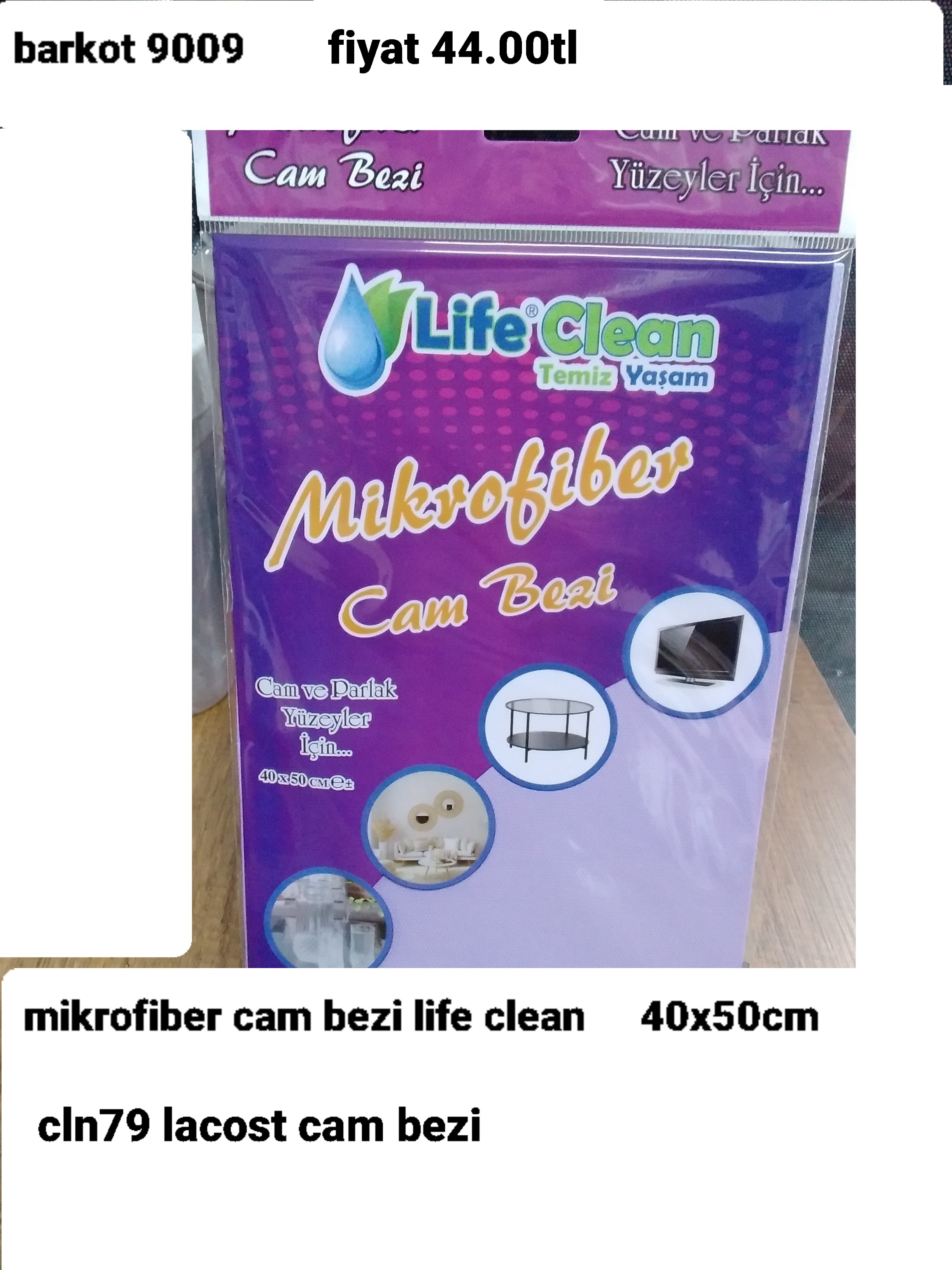 MİKROFİBER CAM BEZİ LİFE CLEAN 40*50 CM  9009