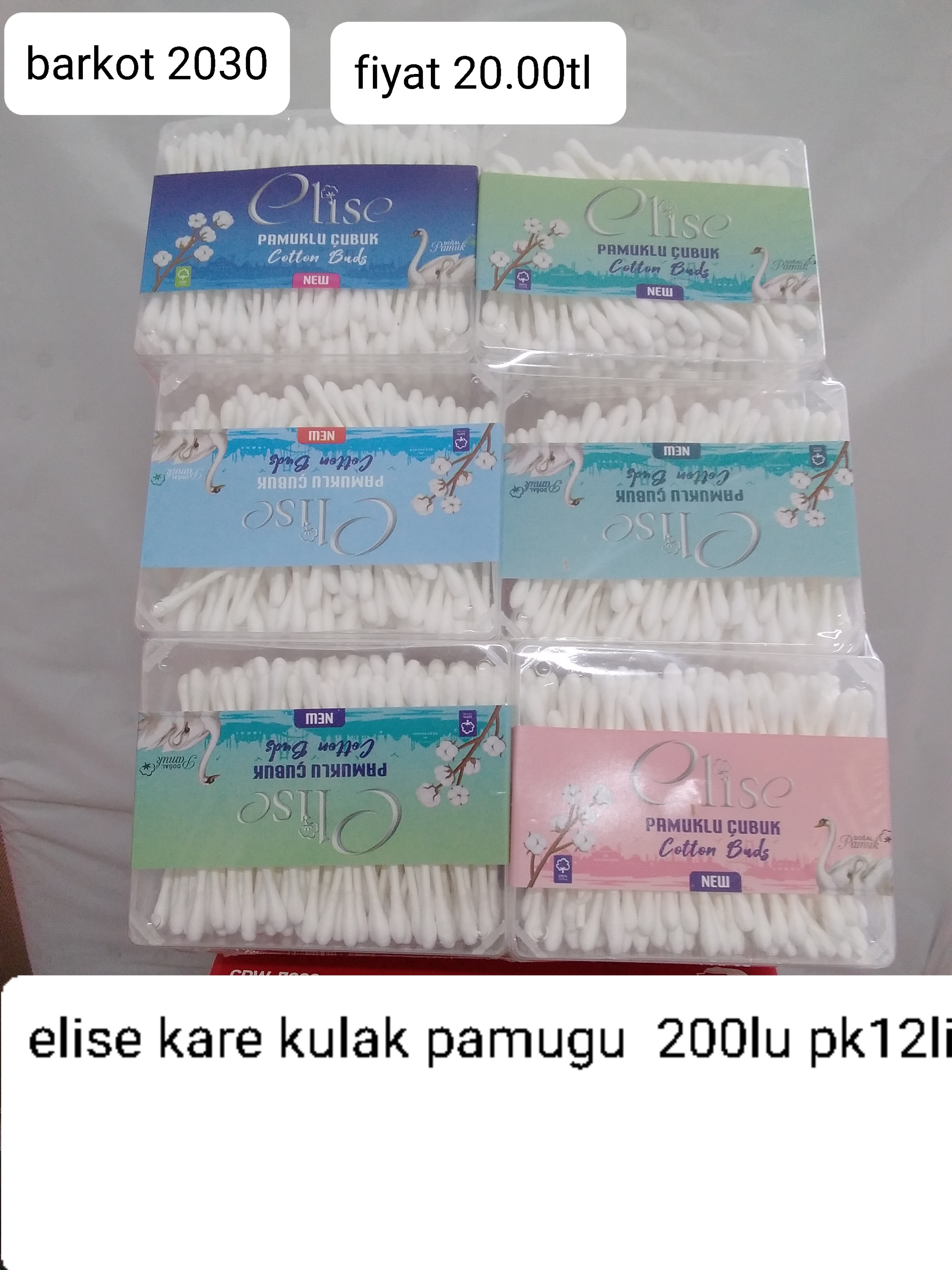 ELİSE KARE KULAK PAMUĞU 200LÜ PK12Lİ 2030