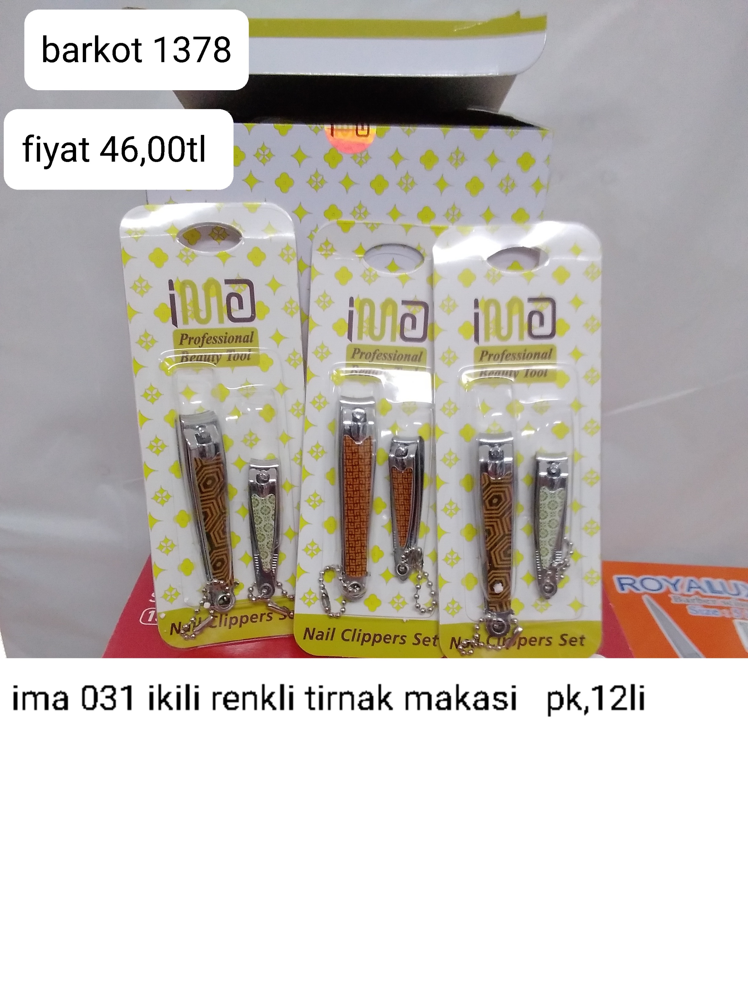 İMA 031 İKİLİ RENKLİ TIRNAK MAKASI PK 12 Lİ 1378