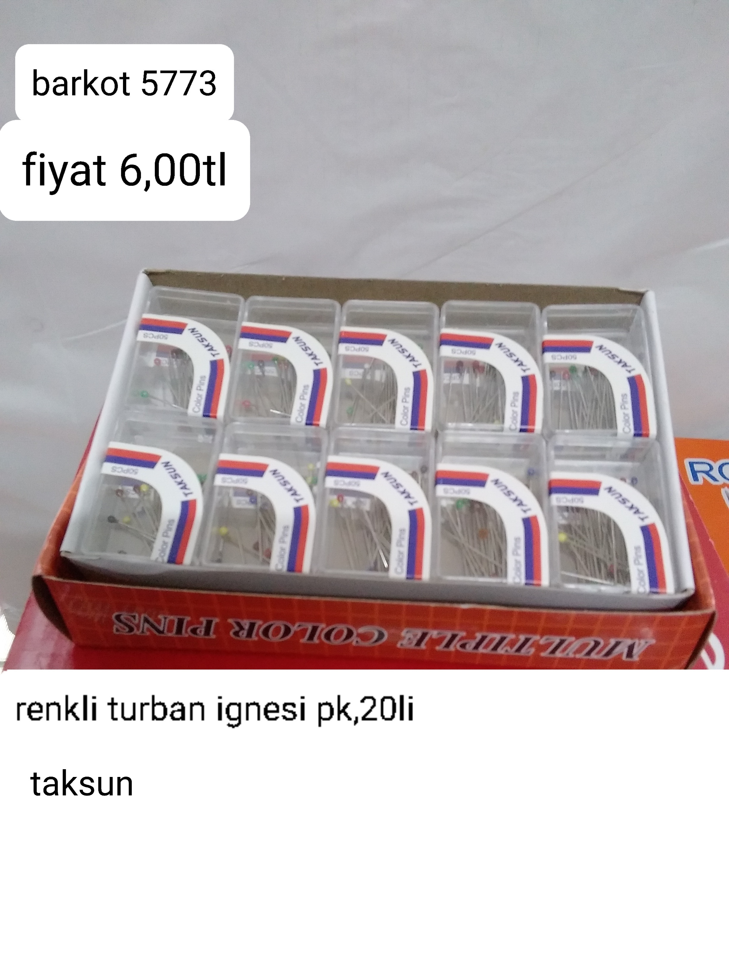 RENKLİ TÜRBAN İĞNESİ PK 20 Lİ 5773