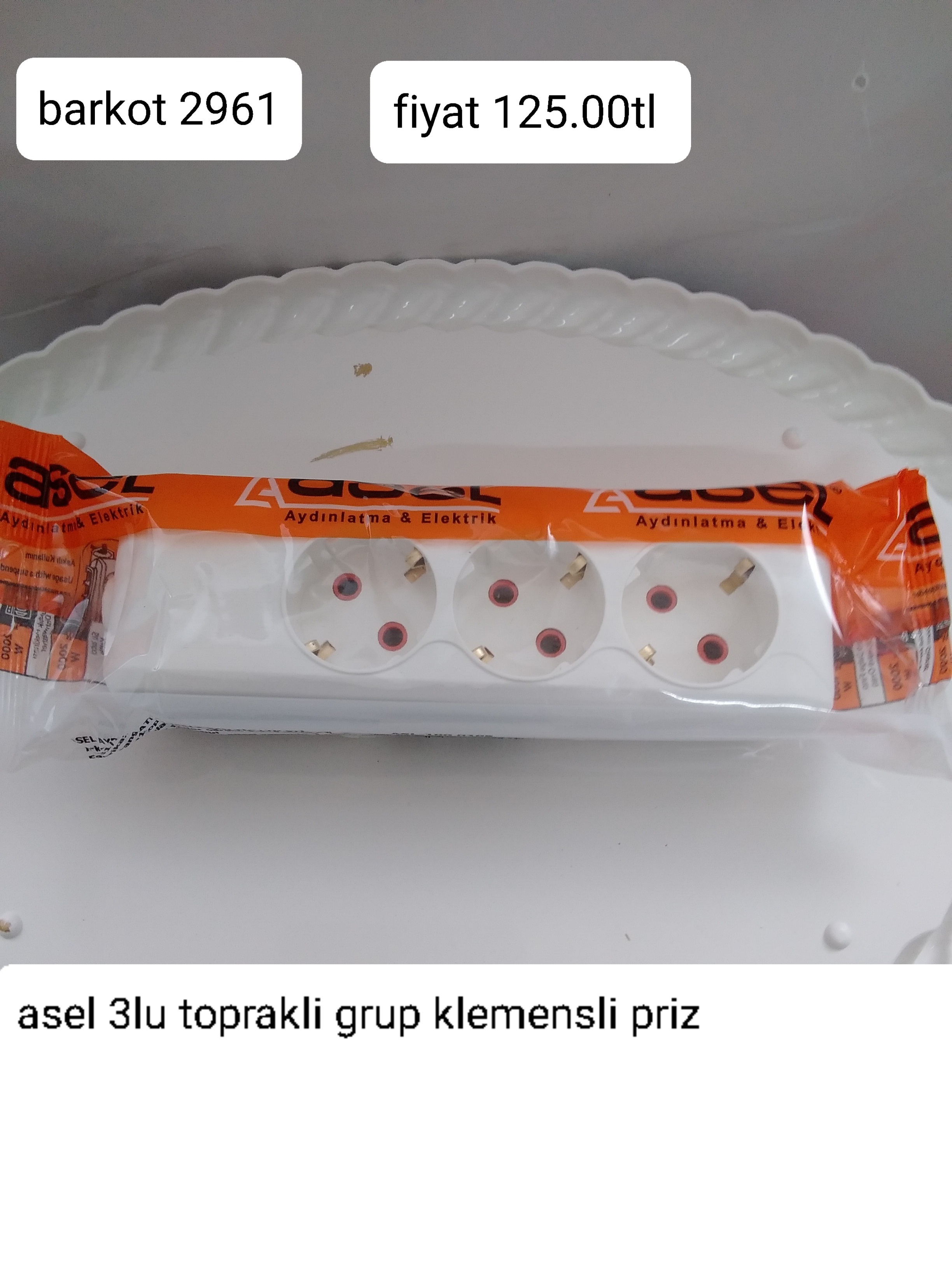 ASEL 3 LÜ TOPRAKLI GRUP KLEMENSLİ PRİZ 2961