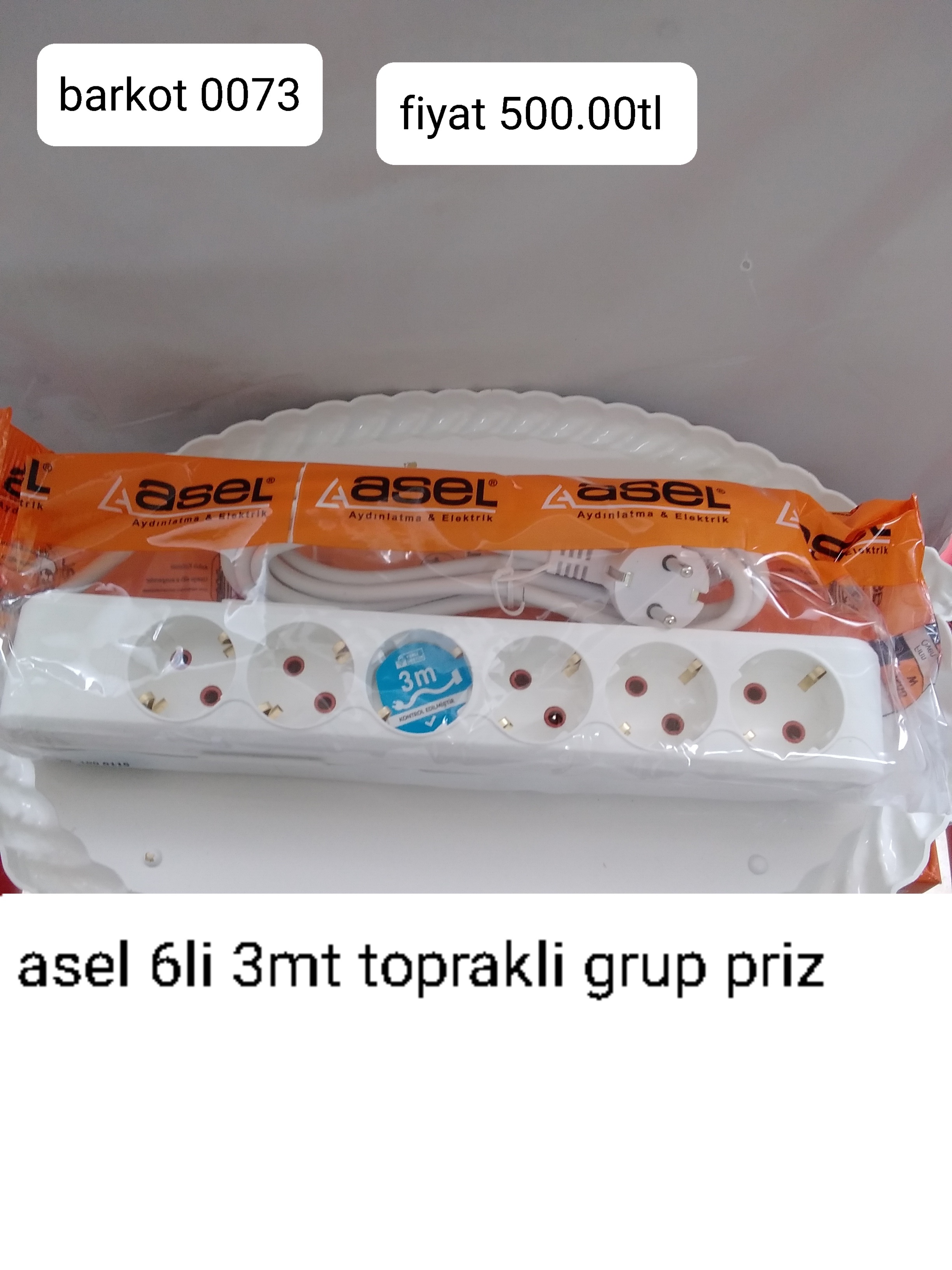 ASEL 6 LI 3MT TOPRAKLI GRUP PRİZ 0073