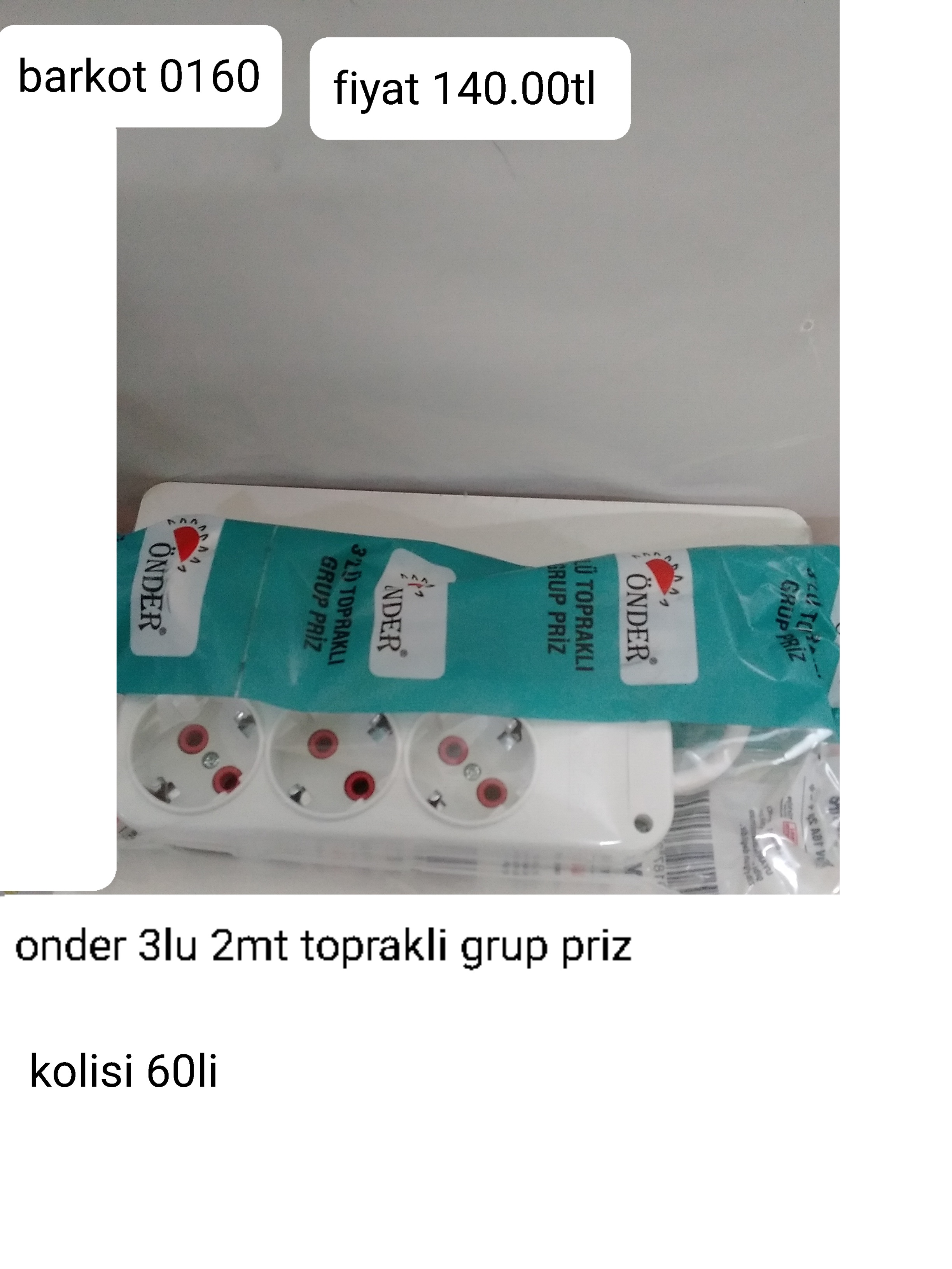 ÖNDER 3LÜ 2MT TOPRAKLI GRUP PRİZ 0160