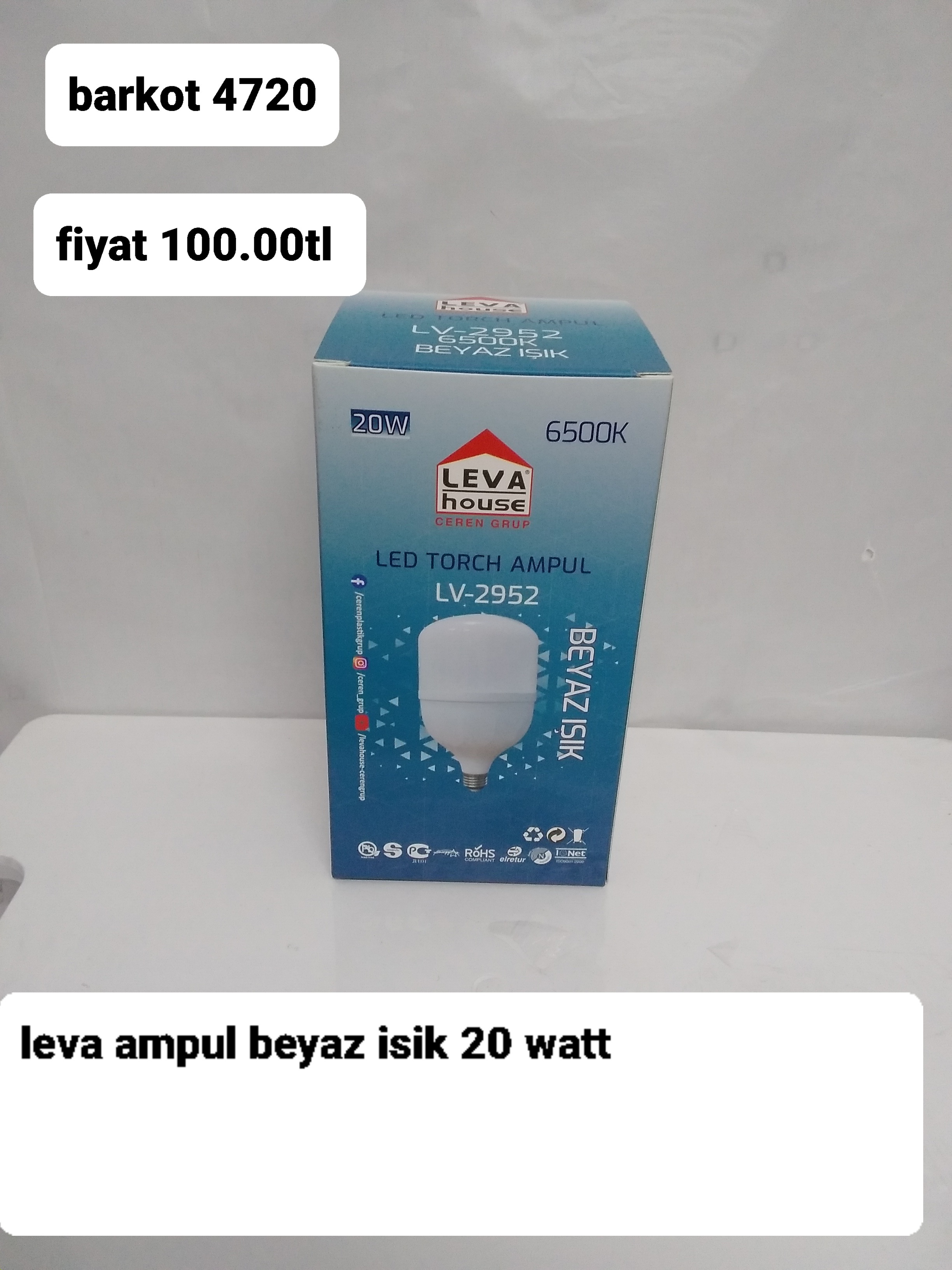 LEVA AMPUL BEYAZ IŞIK 20 WATT 4720