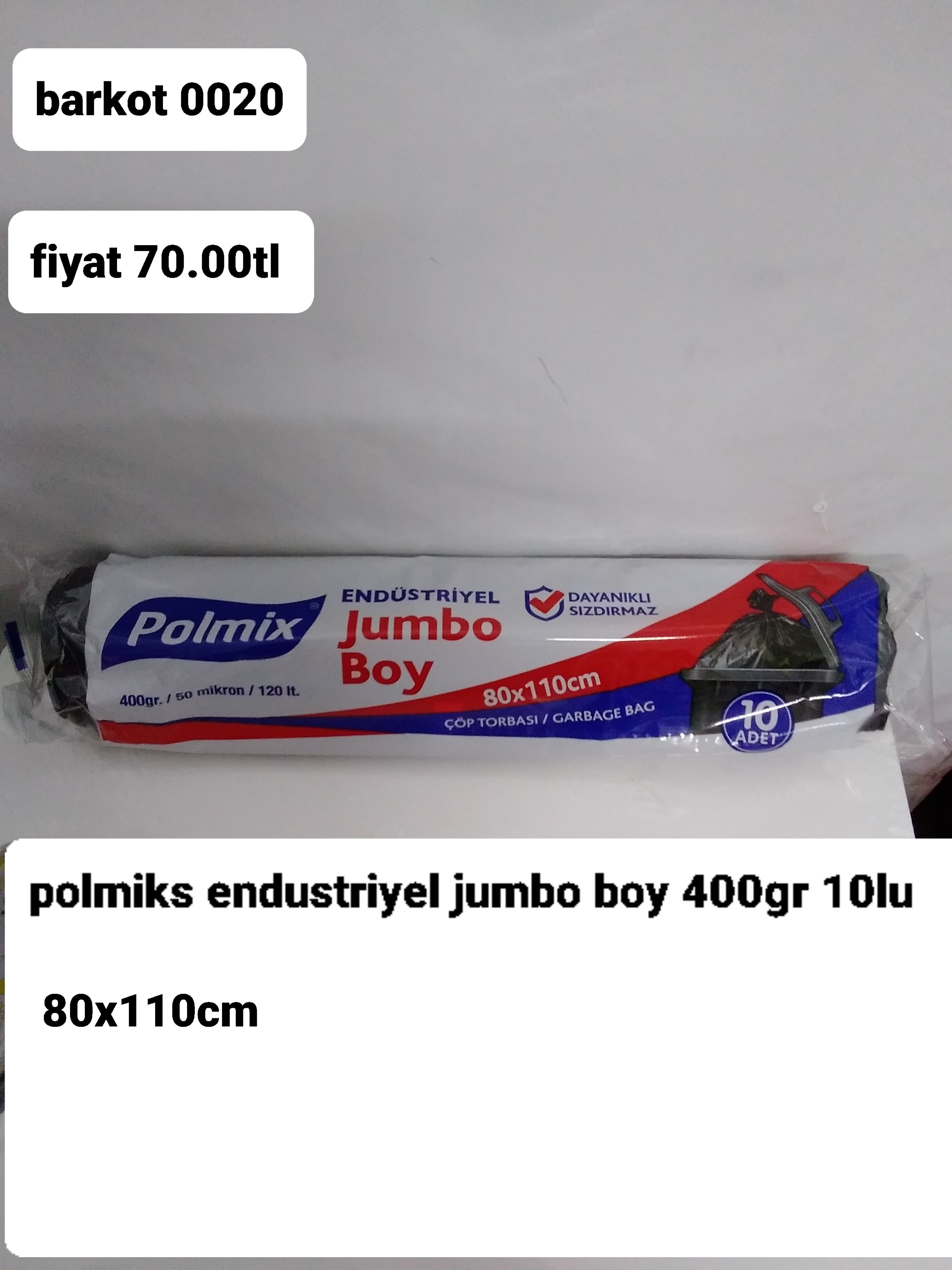 POLMİX ENDÜSTRİYEL JUMBO BOY 400GR 81*110CM 10 LU 0020