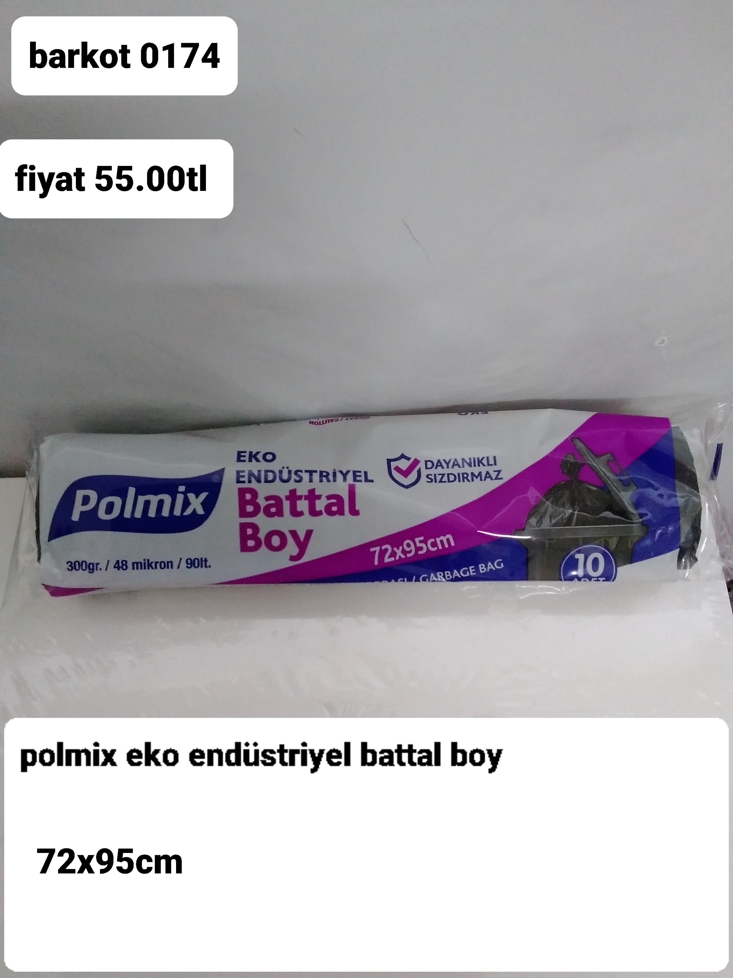 POLMİX EKO ENDÜSTRİYEL BATTAL BOY ÇÖP POŞETİ 72*95 CM 0174