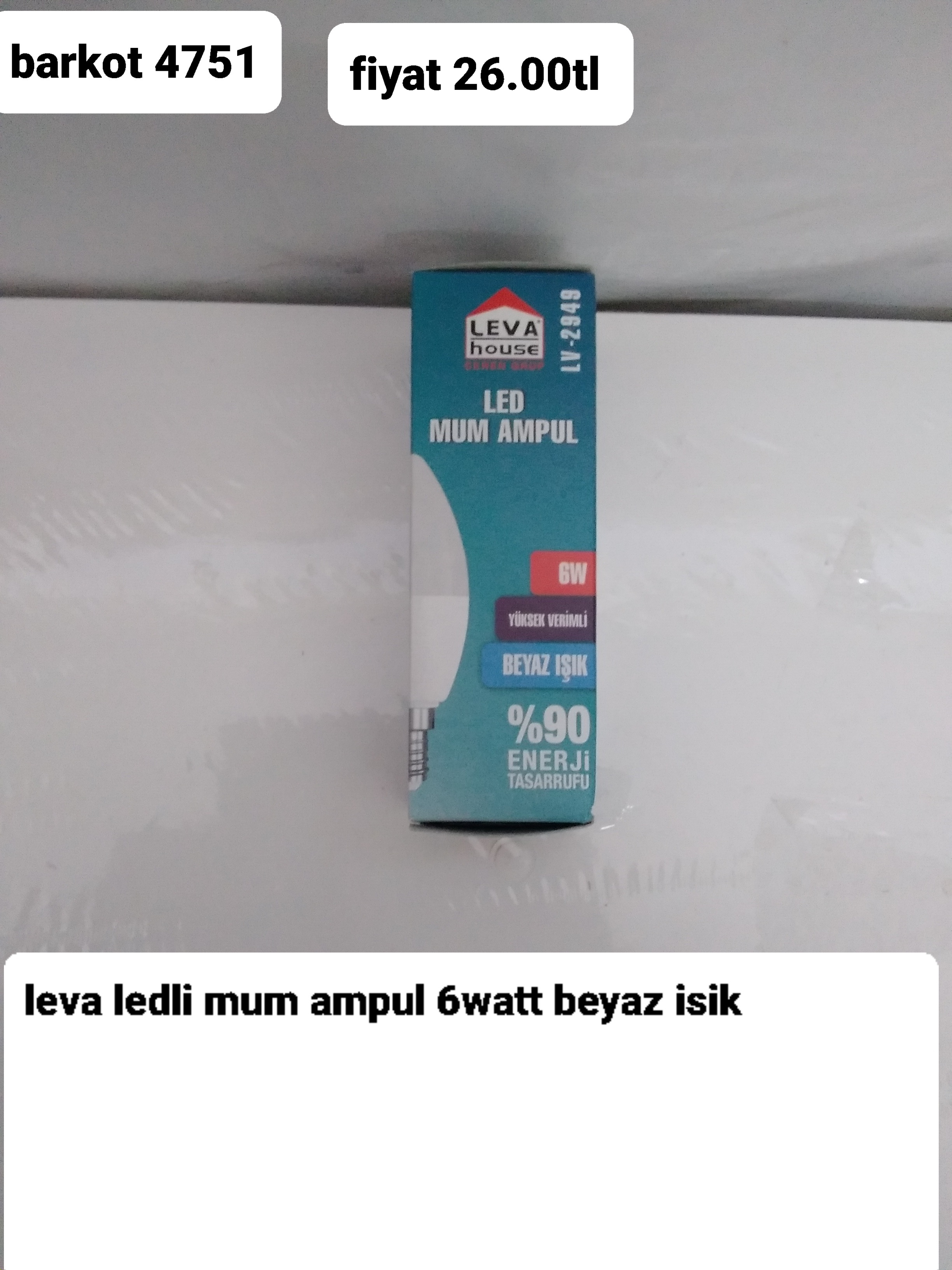 LEVA LEDLİ MUM AMPUL 6 WATT BEYAZ IŞIK 4751