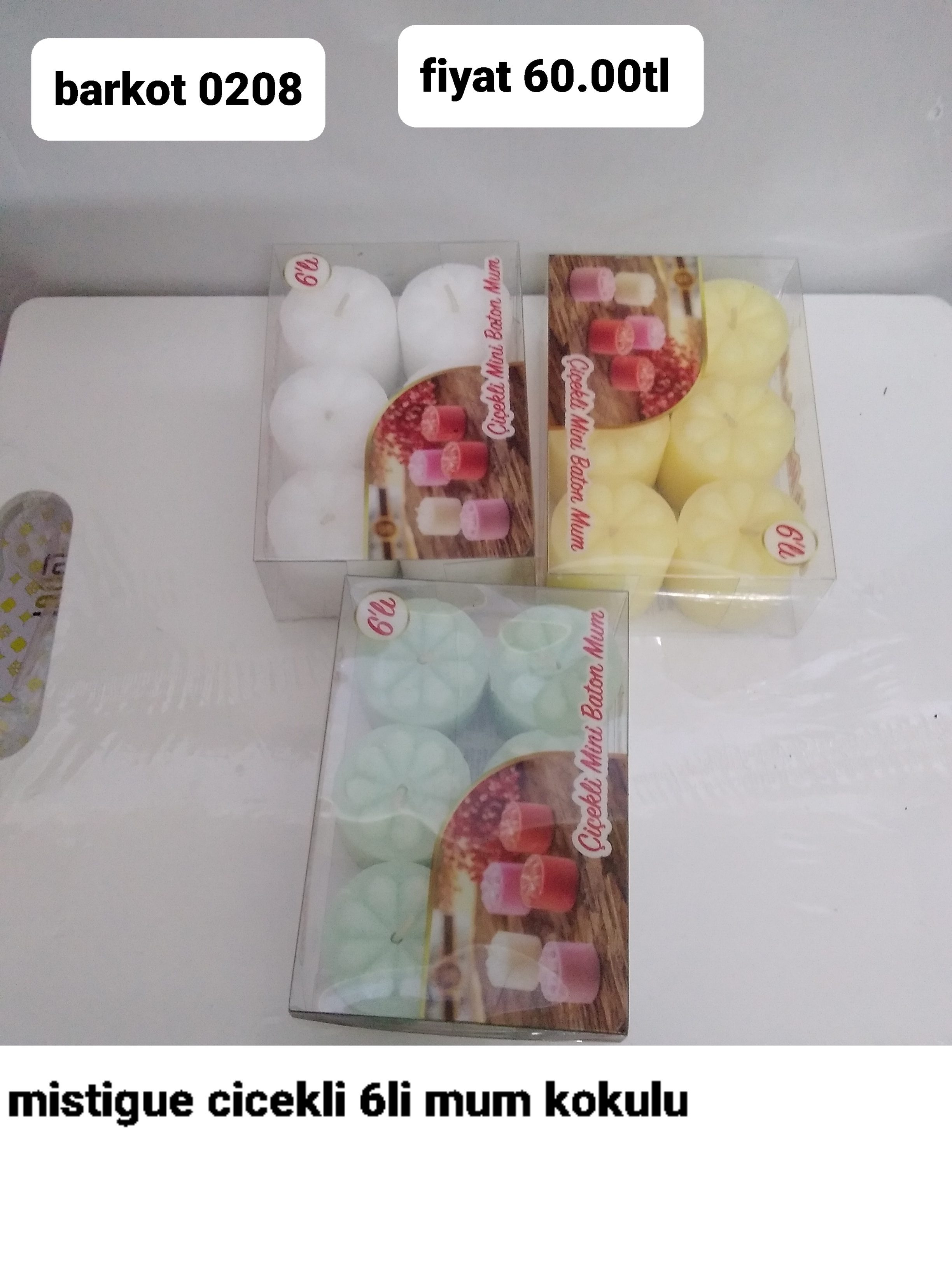 MİSTİGUE ÇİÇEKLİ 6 LI MUM KOKULU 0208