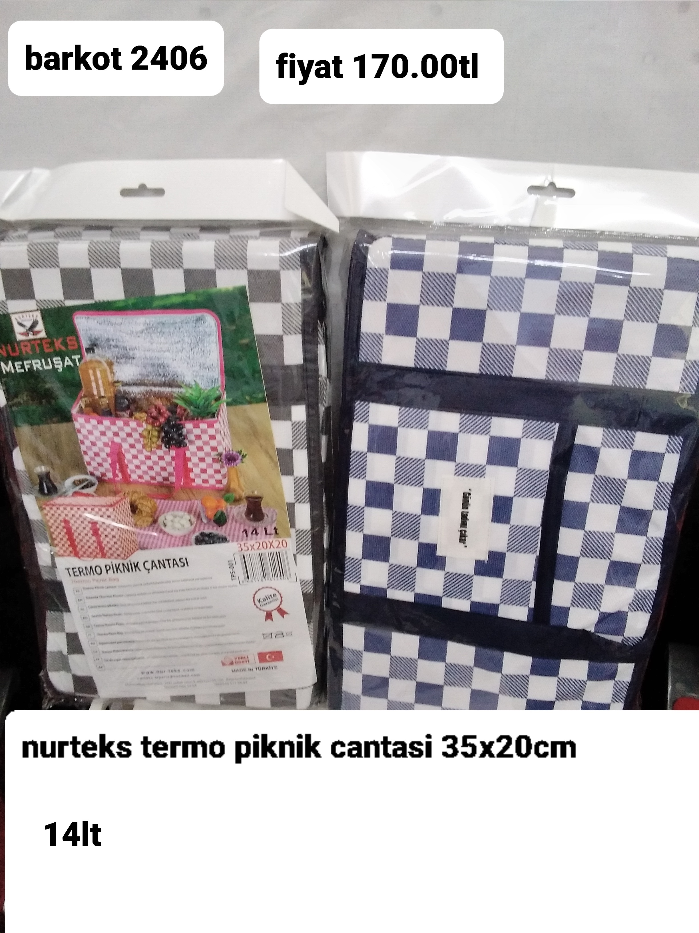 NURTEKS TERMO PİKNİK ÇANTASİ  35*20CM 14LT 2406 