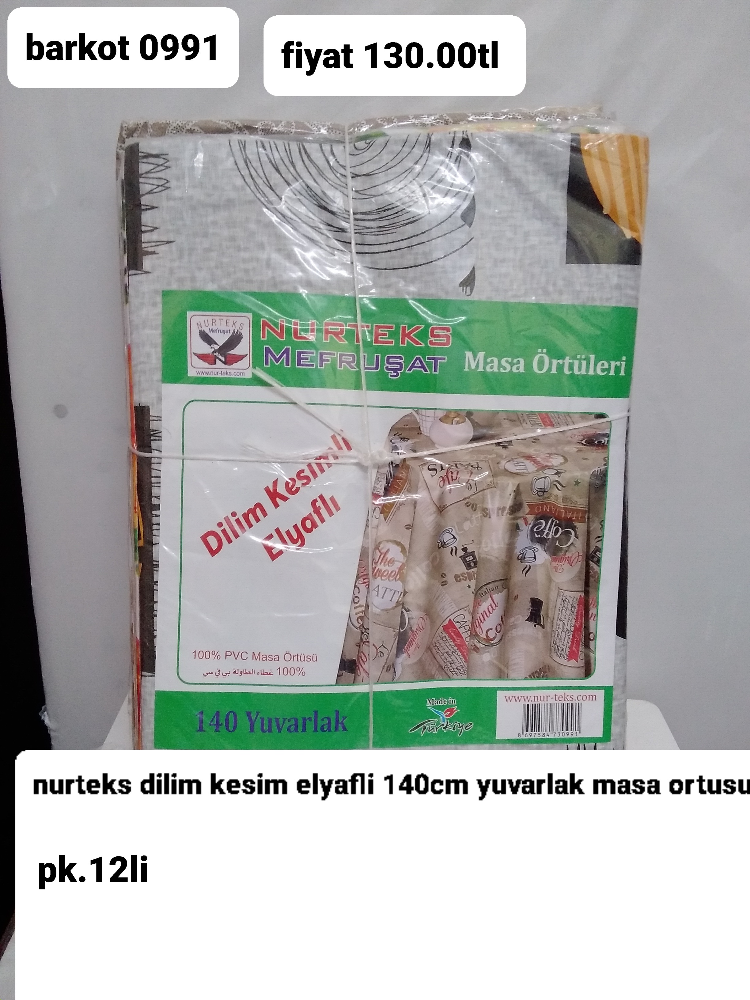 NURTEKS DİLİM KESİM ELYAFLI 140CM YUVARLAK MASA ÖRTÜSÜ 0991