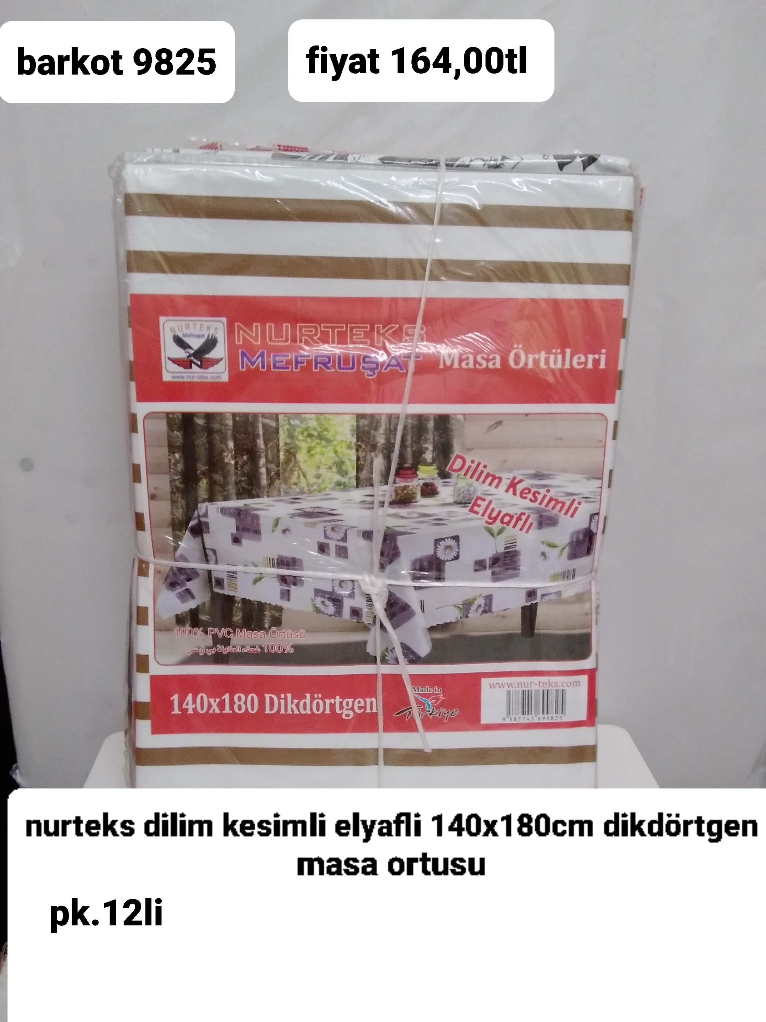 NURTEKS DİLİM KESİMLİ ELYAFLI 140*180CM DİKDÖRTGEN MASA ÖRTÜSÜ 9825