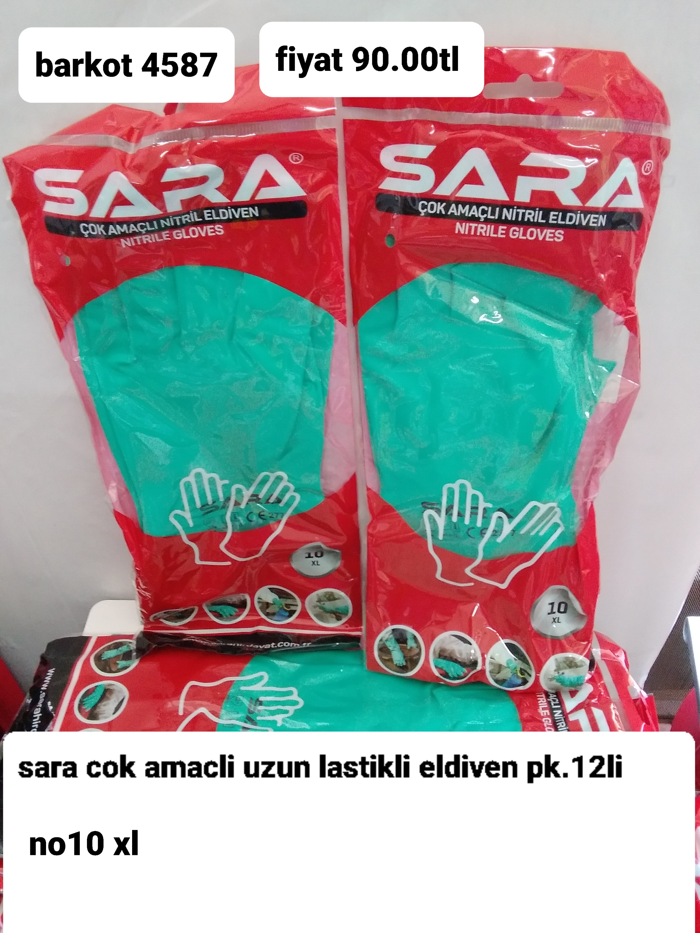 SARA ÇOK AMAÇLI UZUN LASTİK ELDİVEN NO 10 4587