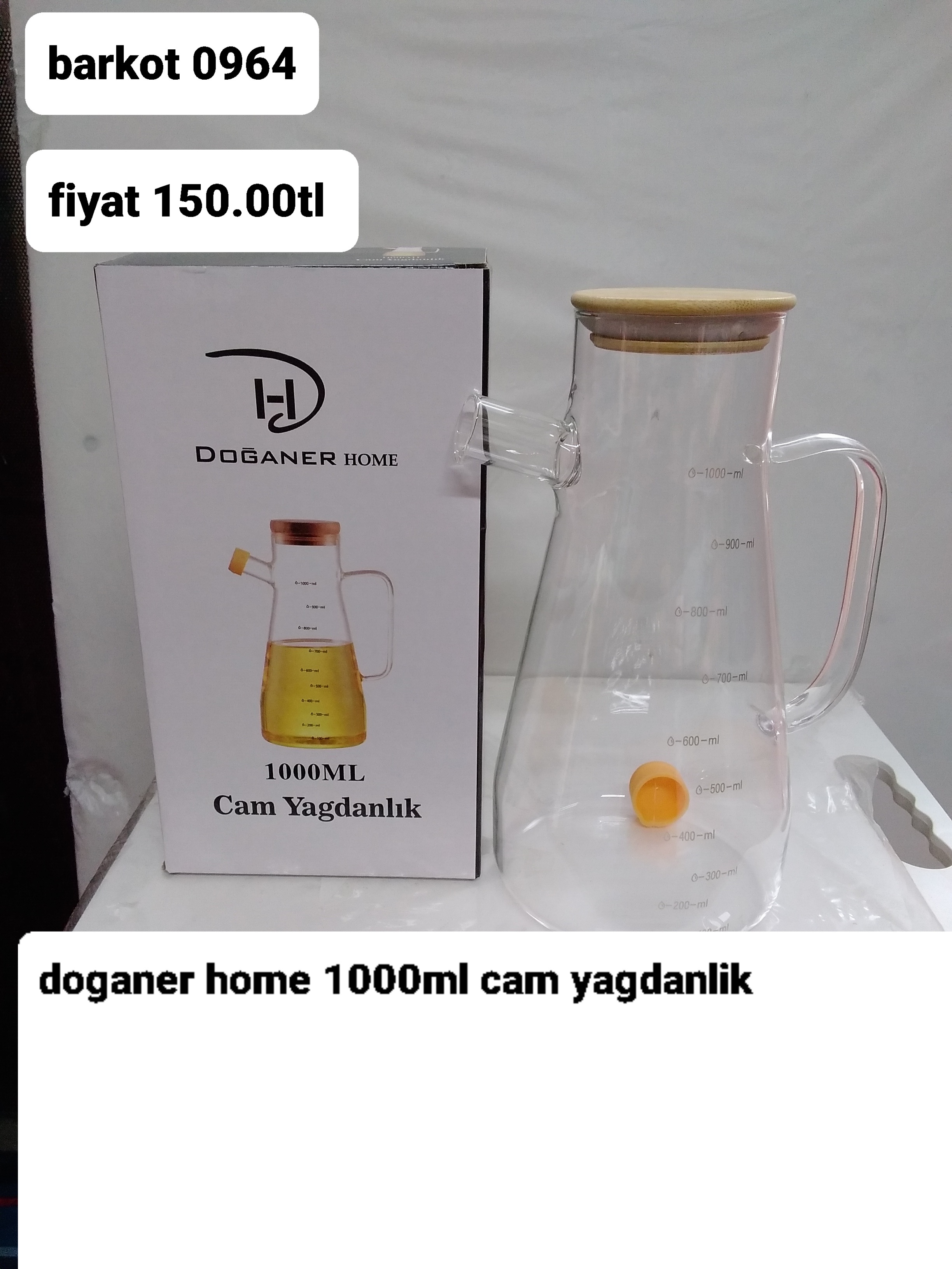 DOĞANER HOME 1000 ML CAM YAĞDANLIK 0964