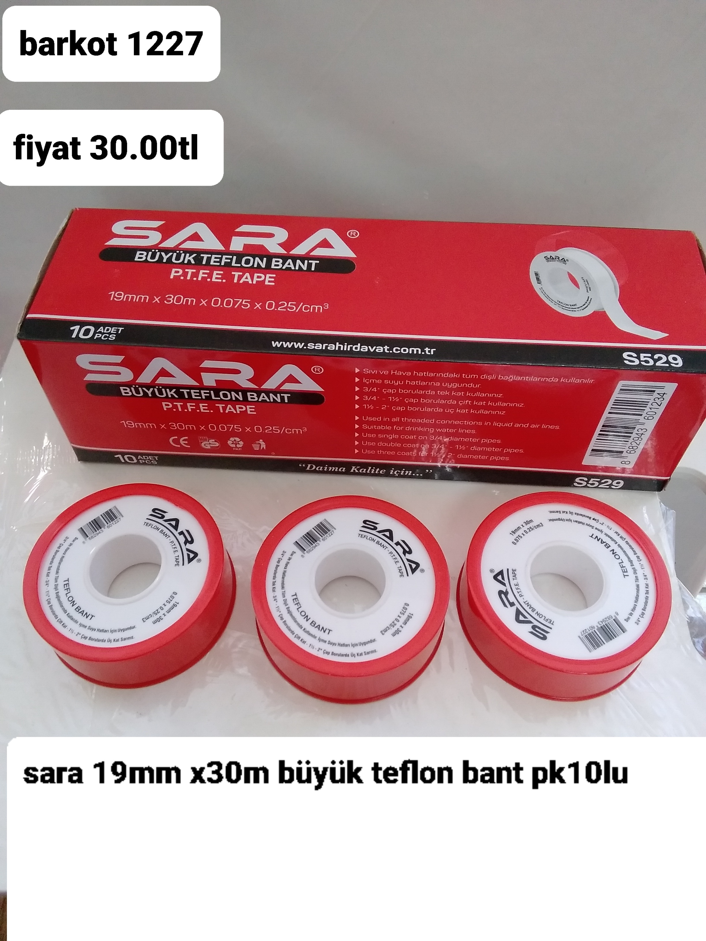 SARA 19MM*30M BÜYÜK TEFLON BANT 1227