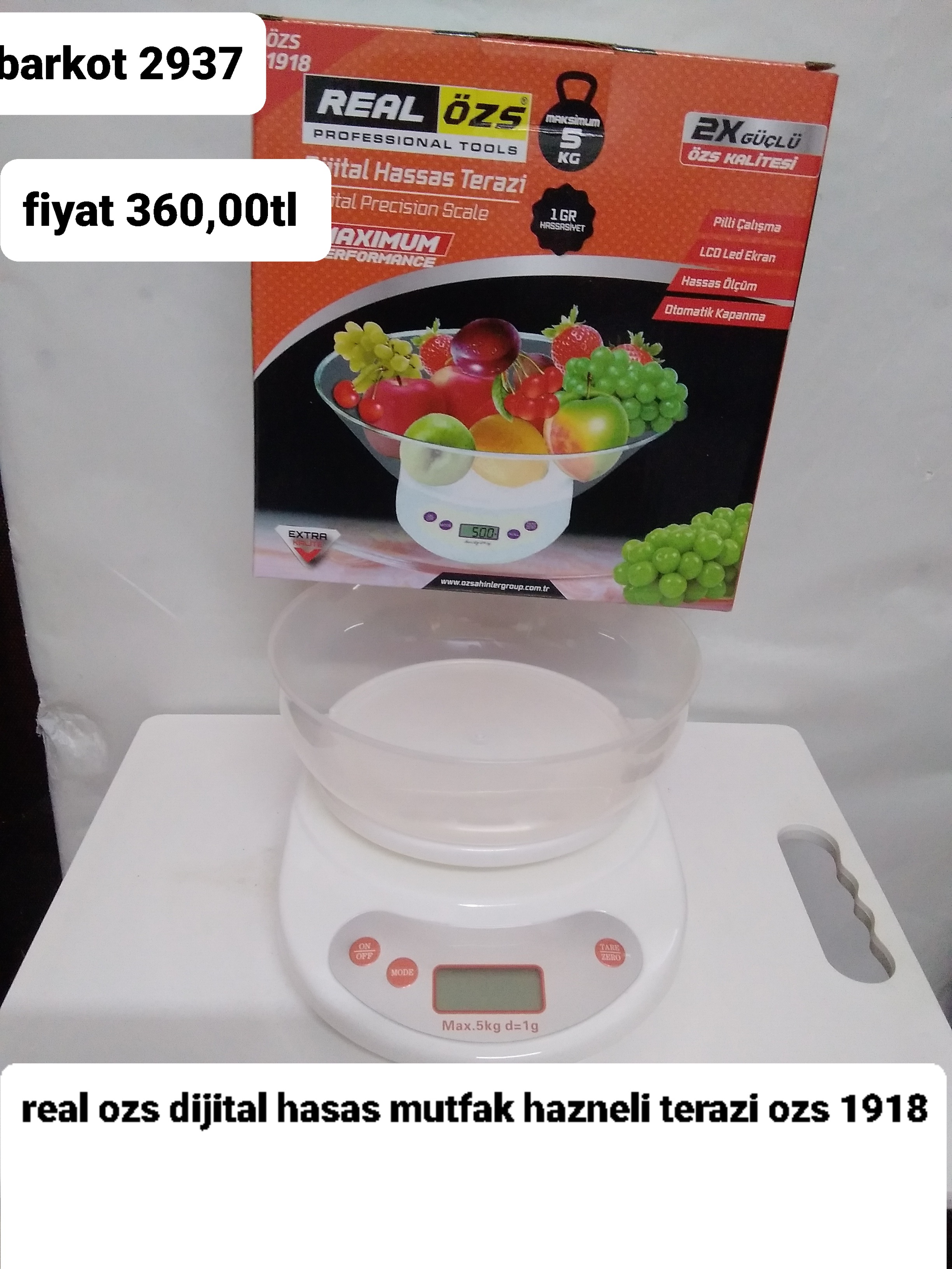 REAL OZS DİJİTAL HASSAS MUTFAK HAZNELİ TERAZİ 2937