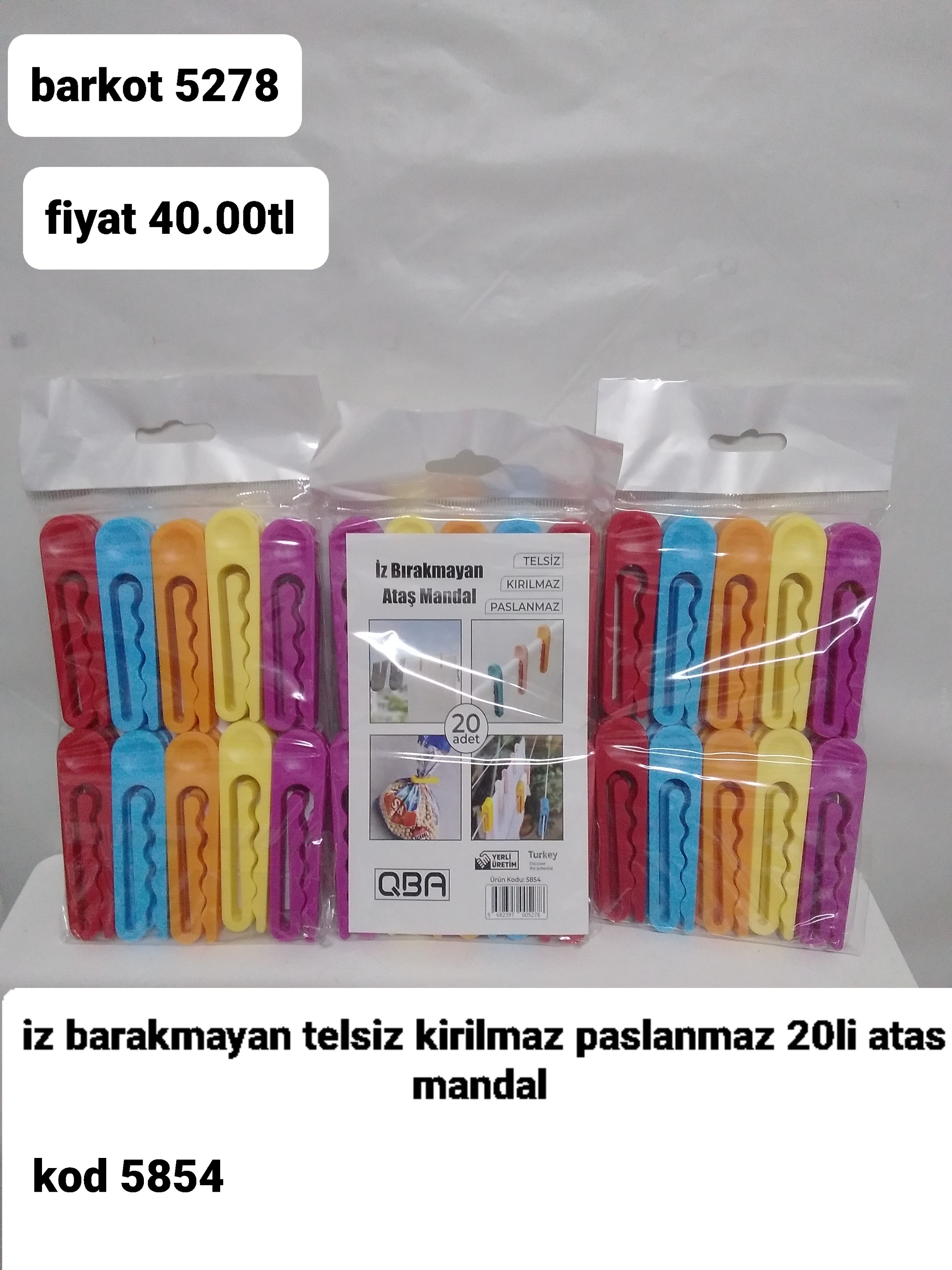 İZ BIRAKMAYAN TELSİZ KIRILMAZ PASLANMAZ ATAŞ MANDAL 20Lİ  5278