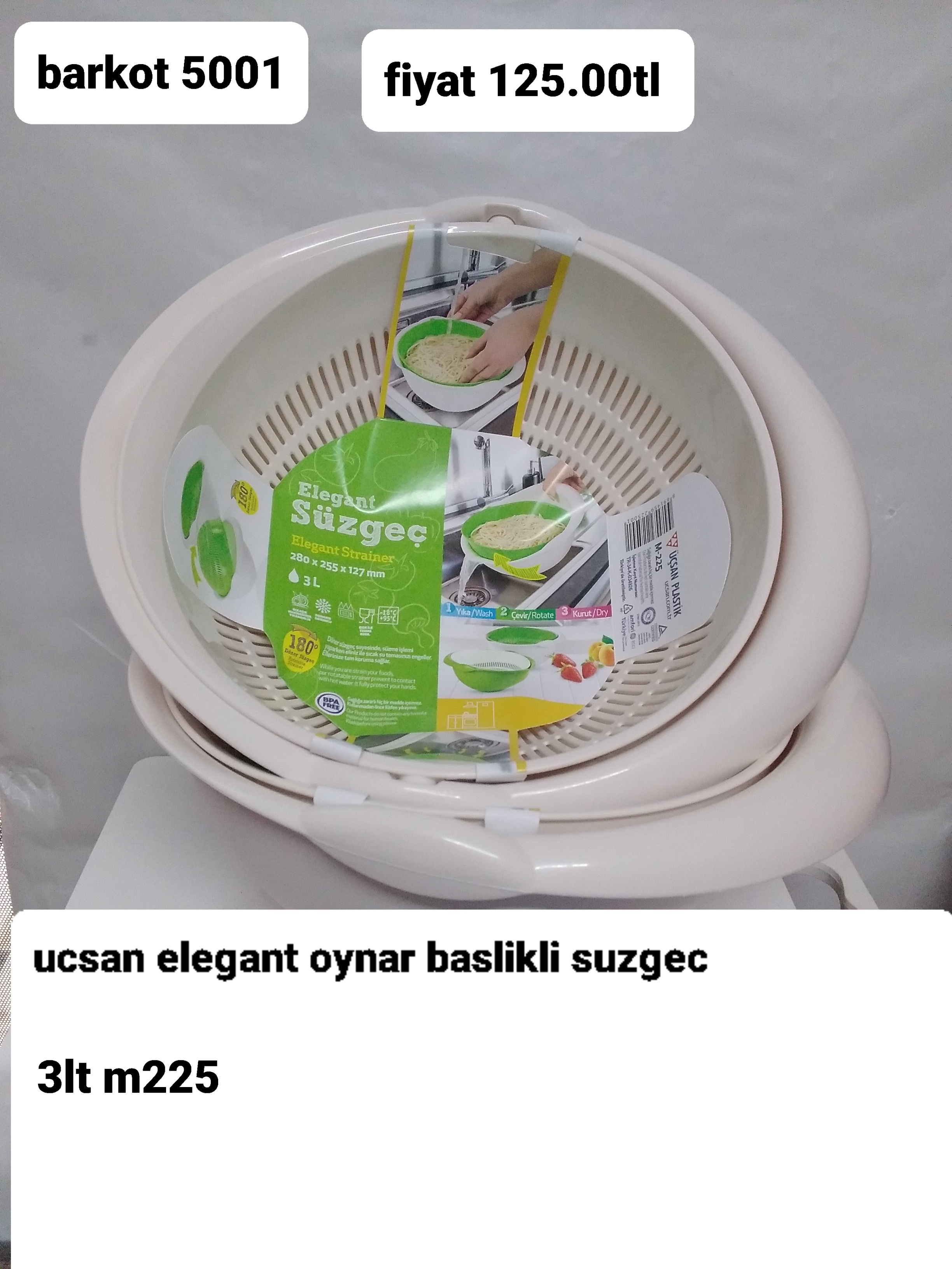 ÜÇSAN ELEGANT OYNAR BAŞLIKLI SÜZGEÇ 3LT 5001