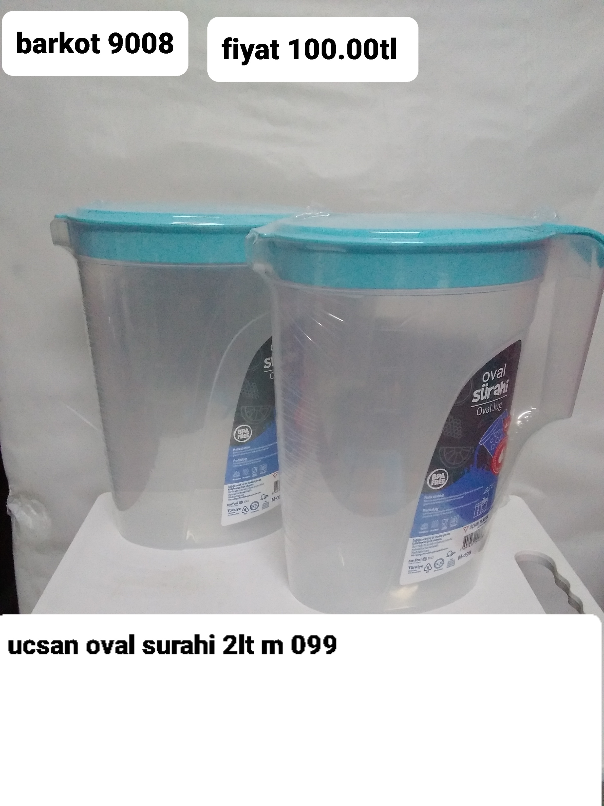 ÜÇSAN OVAL SÜRAHİ 2LT 9008