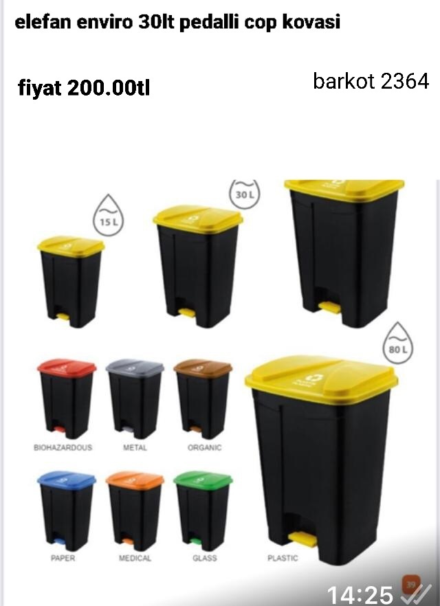 ELEFAN ENVİRO 30LT PEDALLI ÇÖP KOVASI 2364