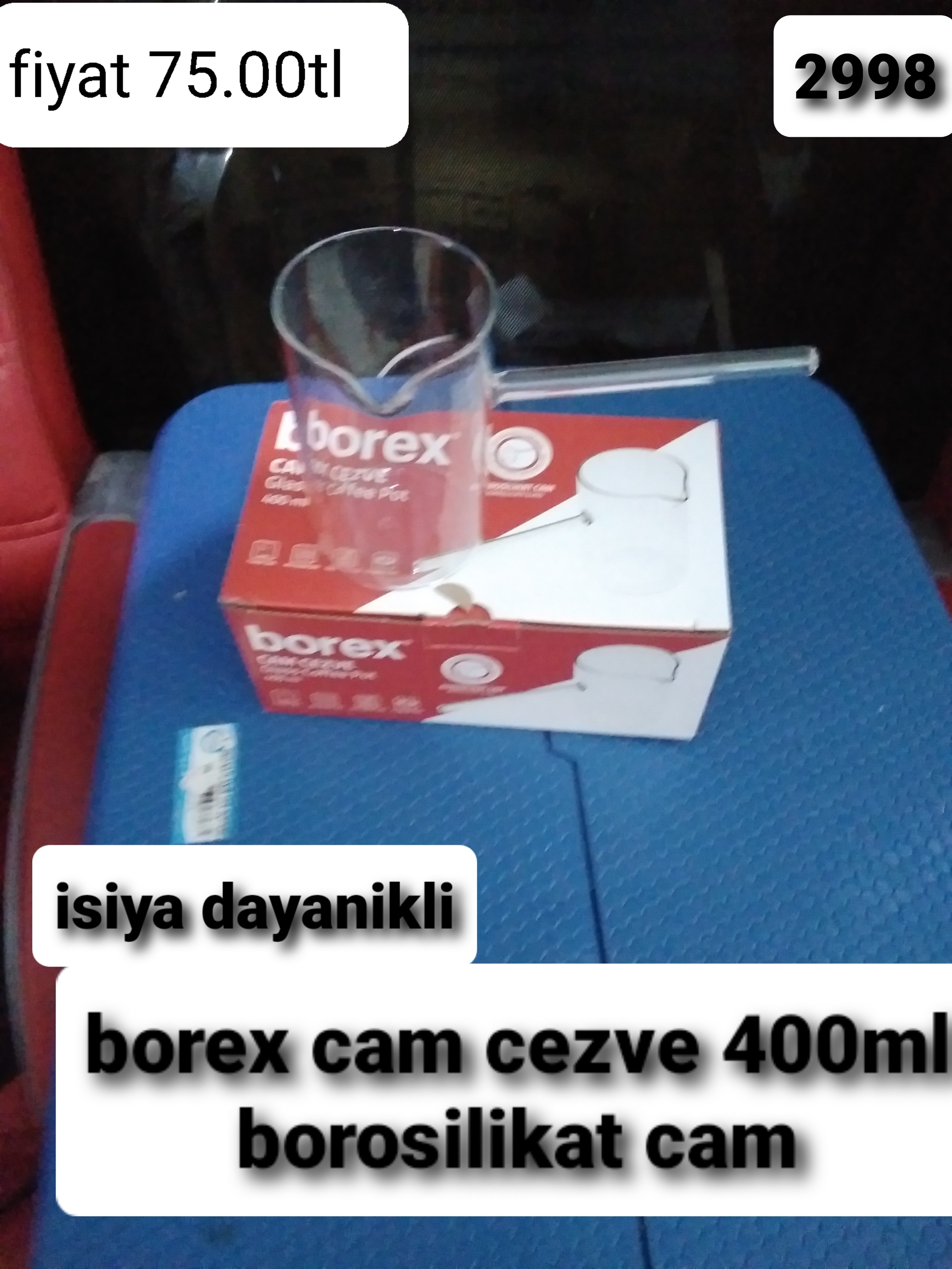 ISIYA DAYANIKLI BOREX CAM CEZVE 400ML BOROSİLİKAT CAM 2998