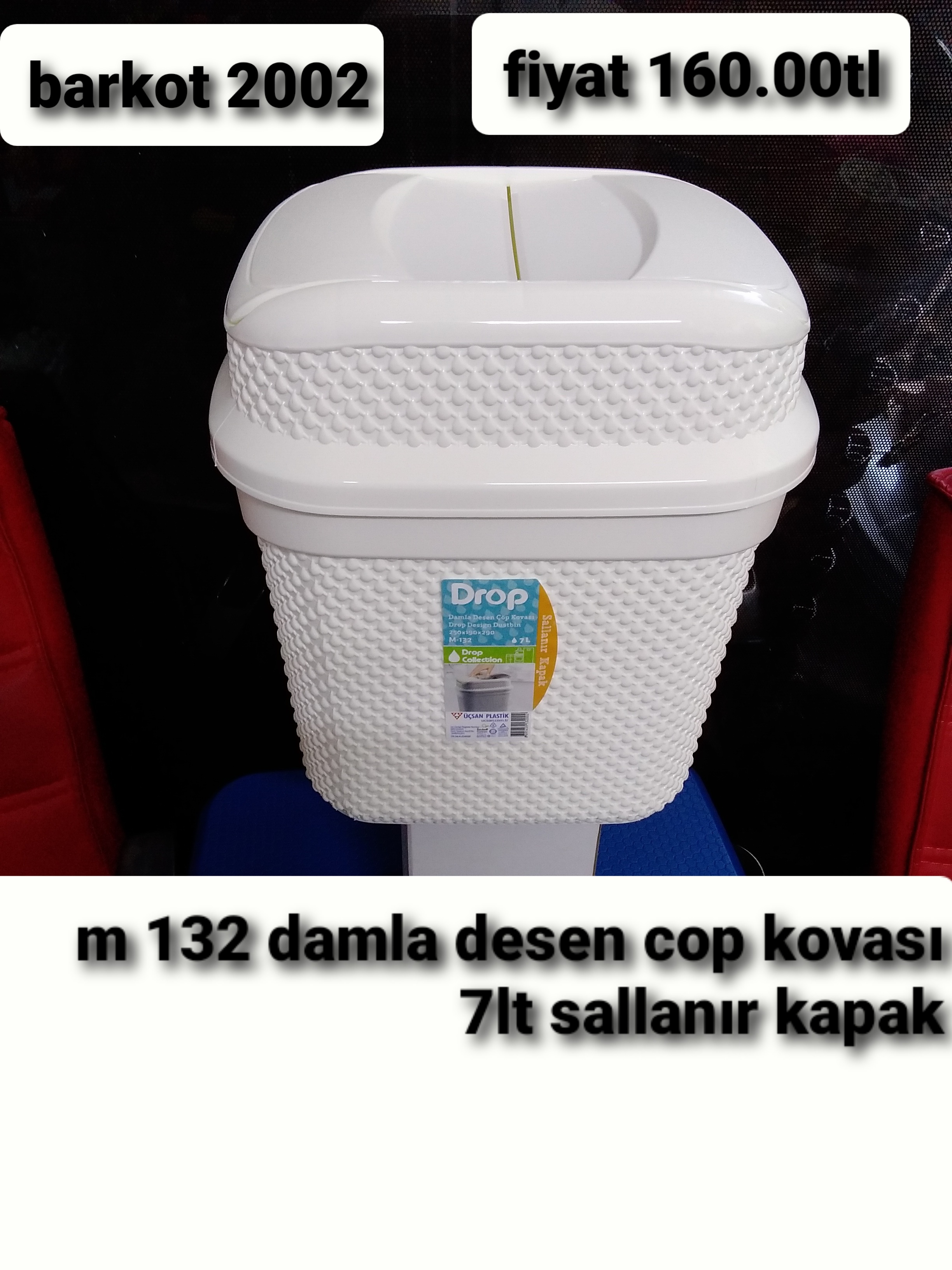 DAMLA DESEN ÇÖP KOVASI 7LT SALLANIR KAPAKLI 2002