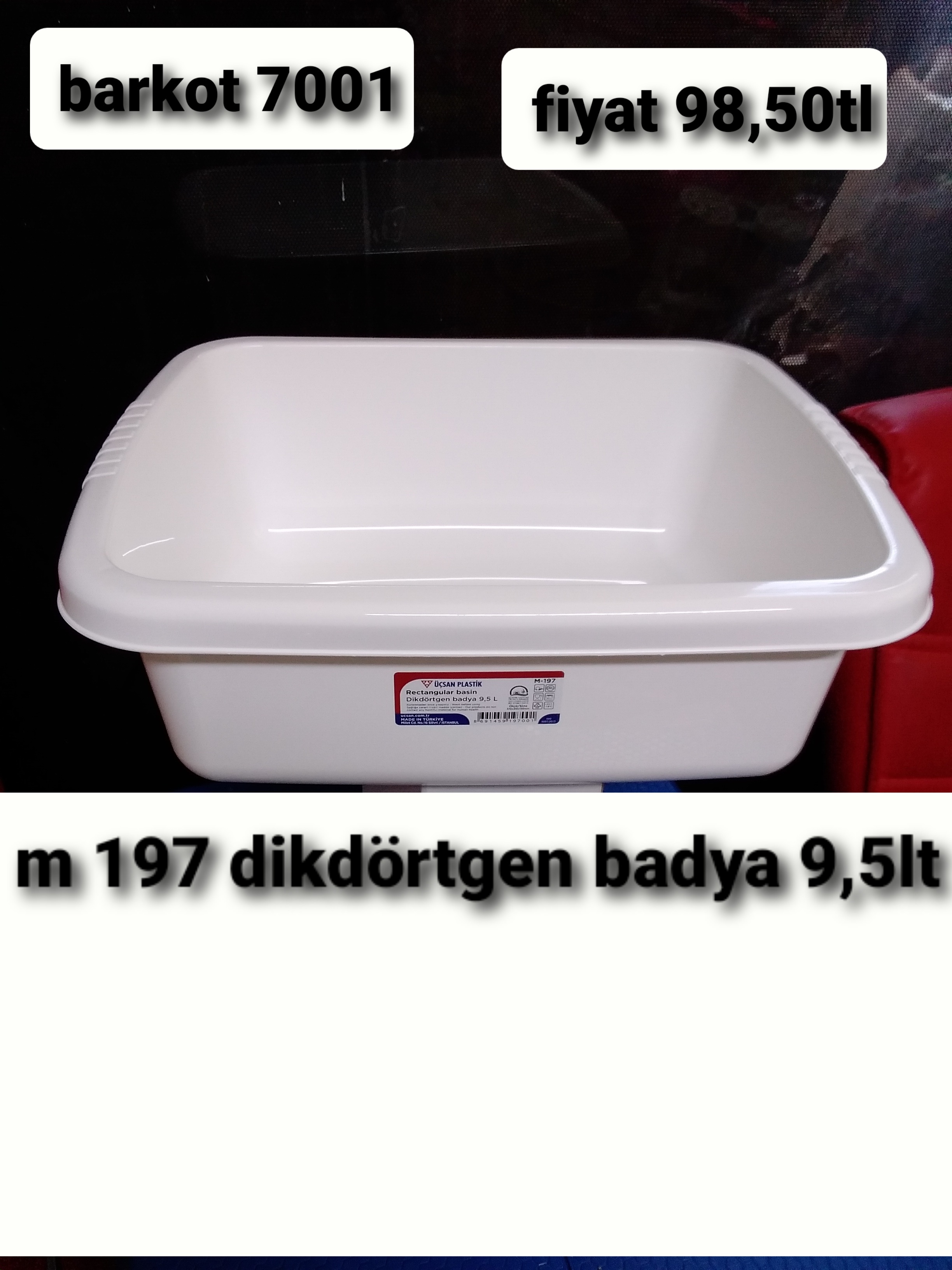 DKDÖRTGEN BADYA 9,5LT 7001